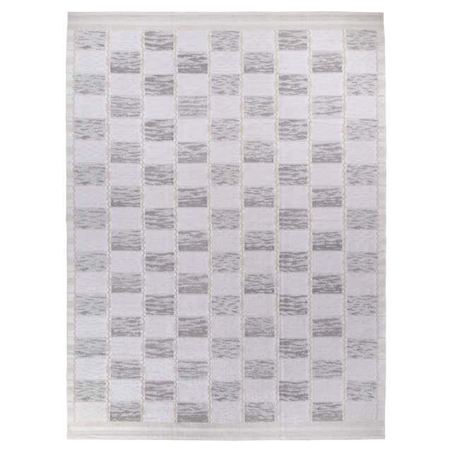 Rug and Kilim’s Scandinavian Style Custom Rug in Blue and Silver ...