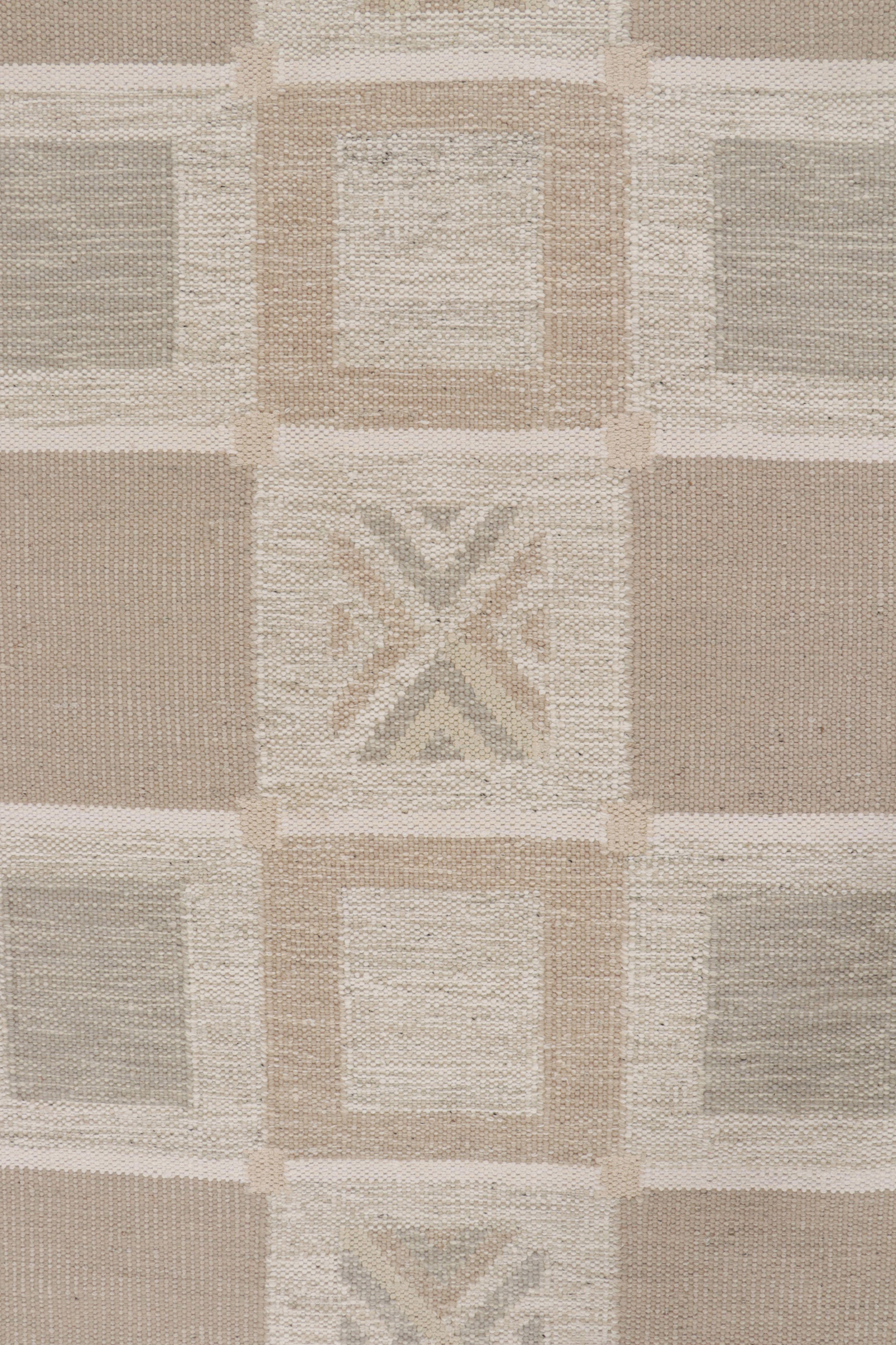 Rug & Kilim’s Scandinavian Style custom Kilim in Brown, gray & White In New Condition For Sale In Long Island City, NY