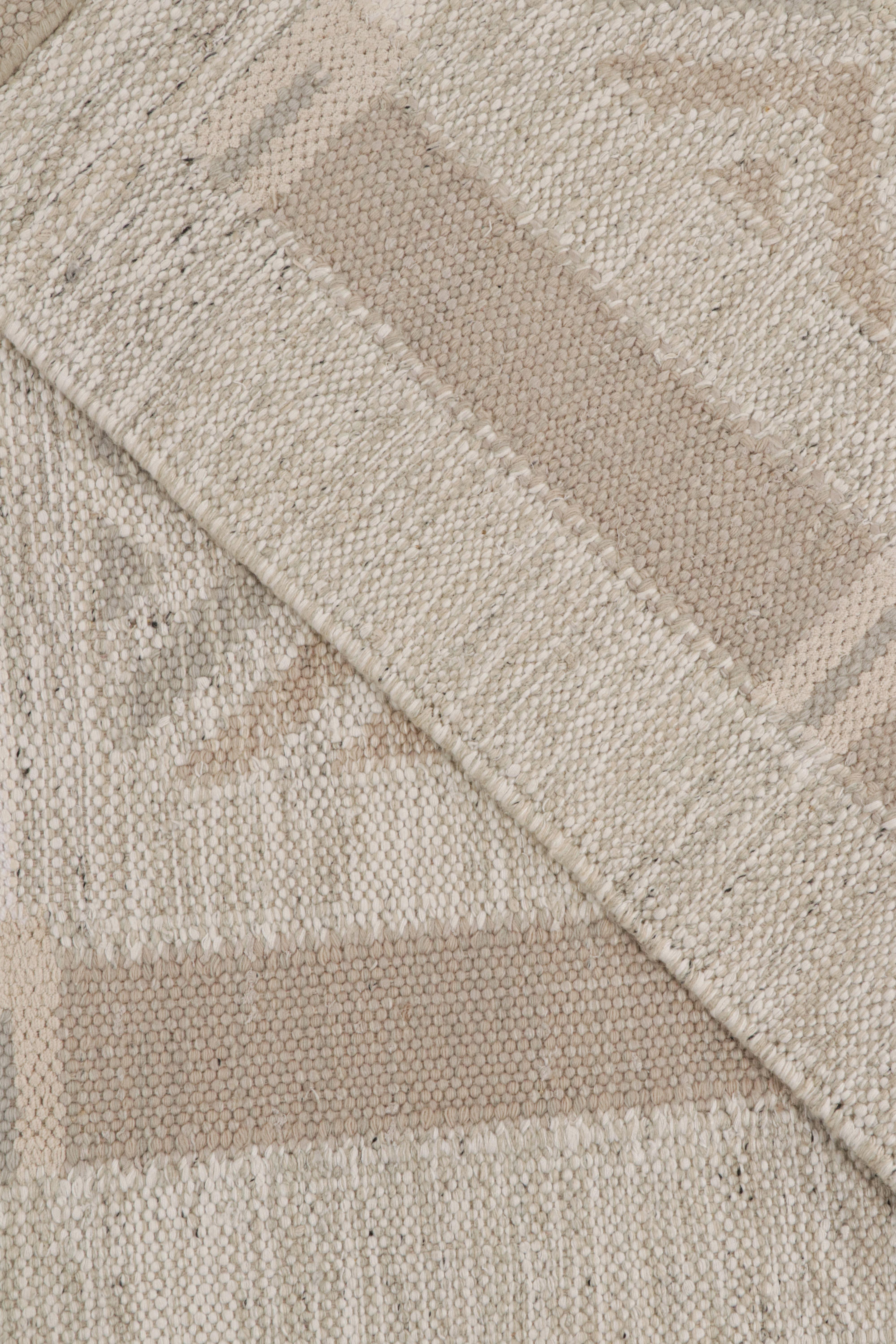 Contemporary Rug & Kilim’s Scandinavian Style custom Kilim in Brown, gray & White For Sale