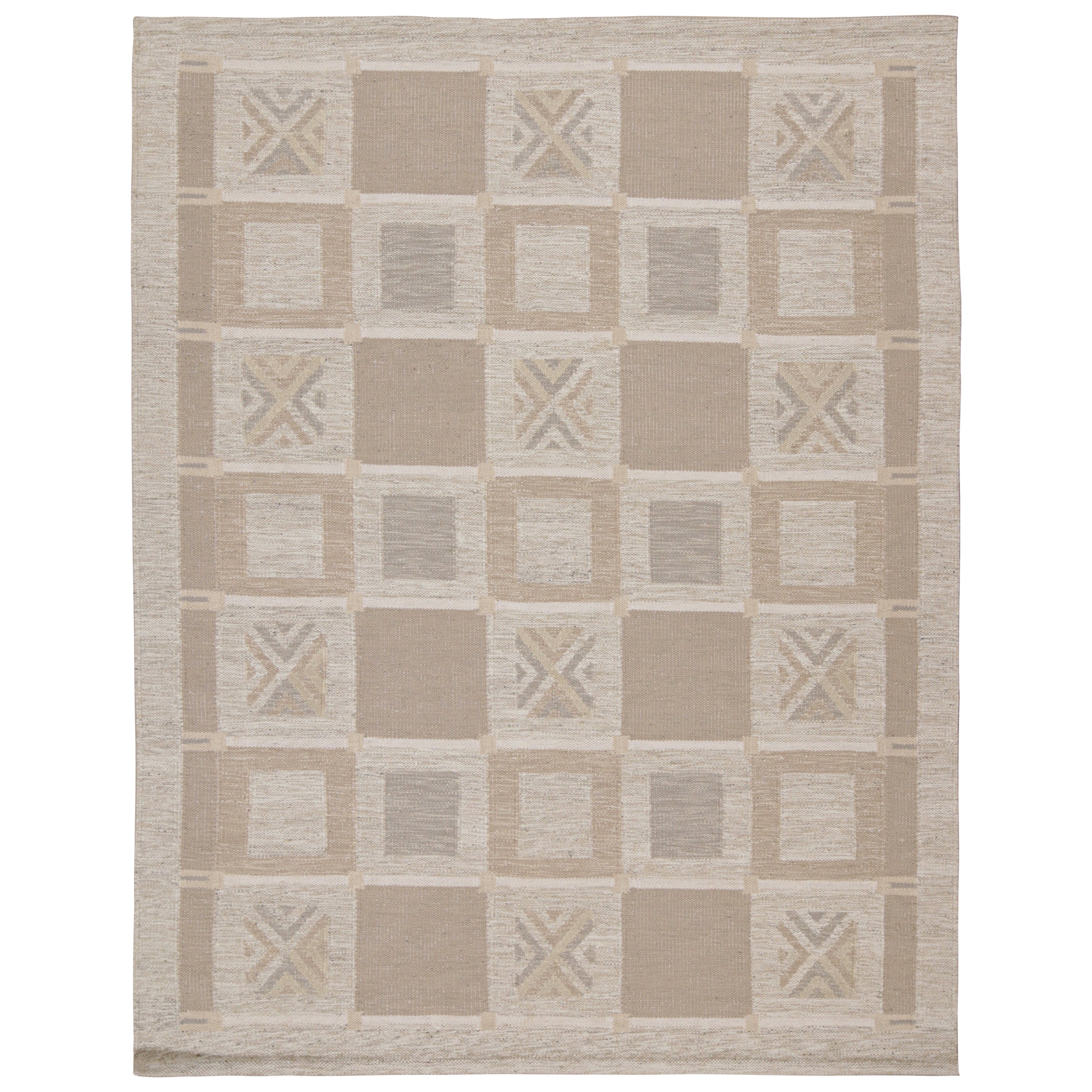 Rug & Kilim's skandinavischer Stil Kilim in Braun, Grau und Weiß
