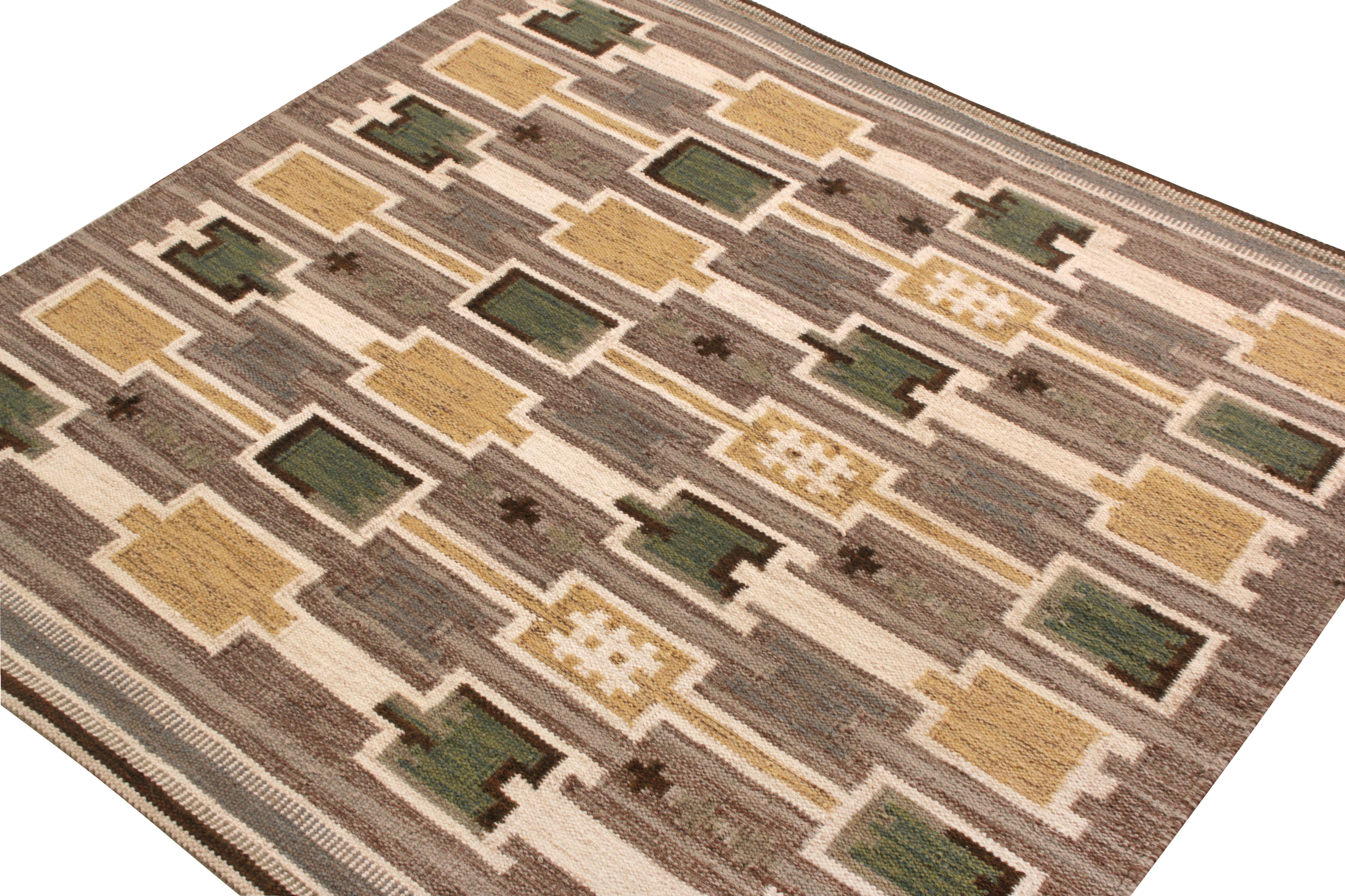 Rug & Kilim's Scandinavian Style Custom Kilim in Grau und Beige-Braun (Kelim) im Angebot