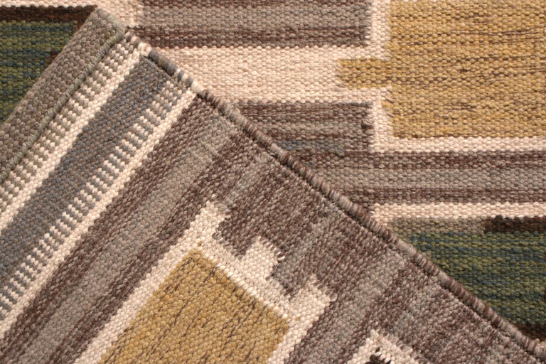 Rug and Kilim’s Scandinavian Style Custom Kilim in Gray and BeigeBrown