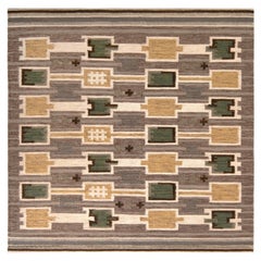 Teppich & Kilims Skandinavischer Stil, maßgefertigter Kelim in Grau und Beige-Braun