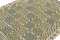 Rug & Kilim’s Scandinavian Style Custom Kilim in Green and Blue Geometric Patter