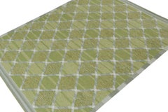 Rug & Kilim’s Scandinavian Style Custom Kilim in Green and Gray Lattice Pattern