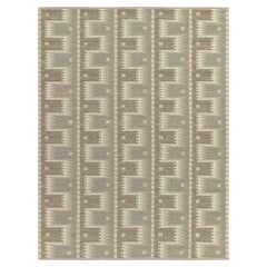 Rug & Kilim's Scandinavian Style Custom Kilim in Greige Geometric Pattern
