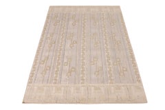 Rug & Kilim’s Scandinavian Style Custom Kilim Rug, Blue Beige Geometric Pattern