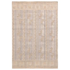 Rug & Kilim - Tappeto Kilim personalizzato in stile scandinavo, motivo geometrico blu-beige
