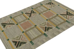 Rug & Kilim’s Scandinavian Style Custom Kilim Rug Design in Grey, Green & Gold