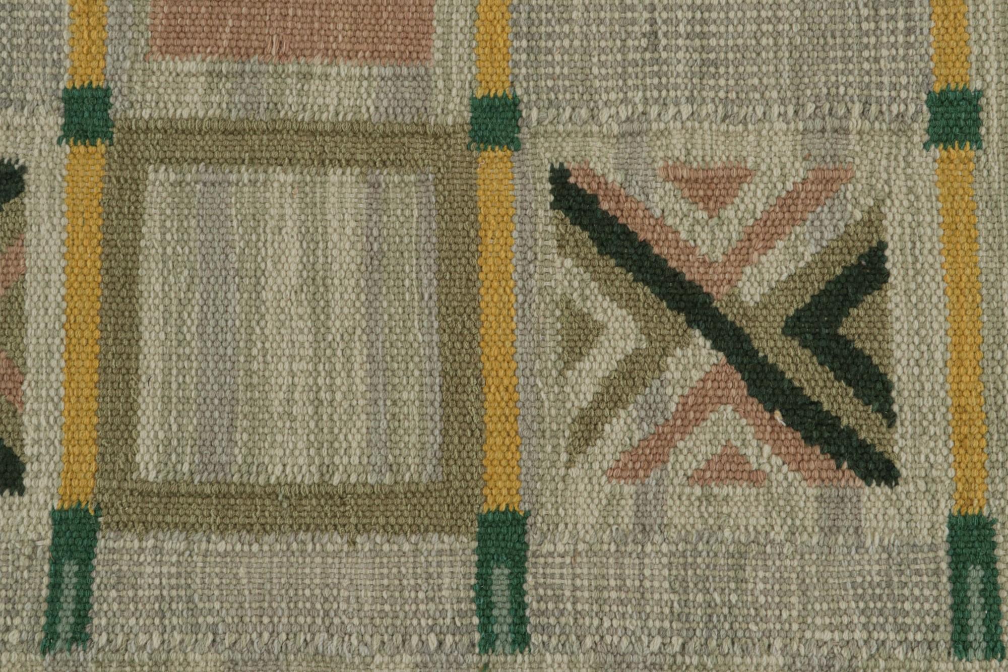 Rug & Kilim’s Scandinavian Style Custom Kilim Rug Design in Grey, Green & Gold  In New Condition For Sale In Long Island City, NY