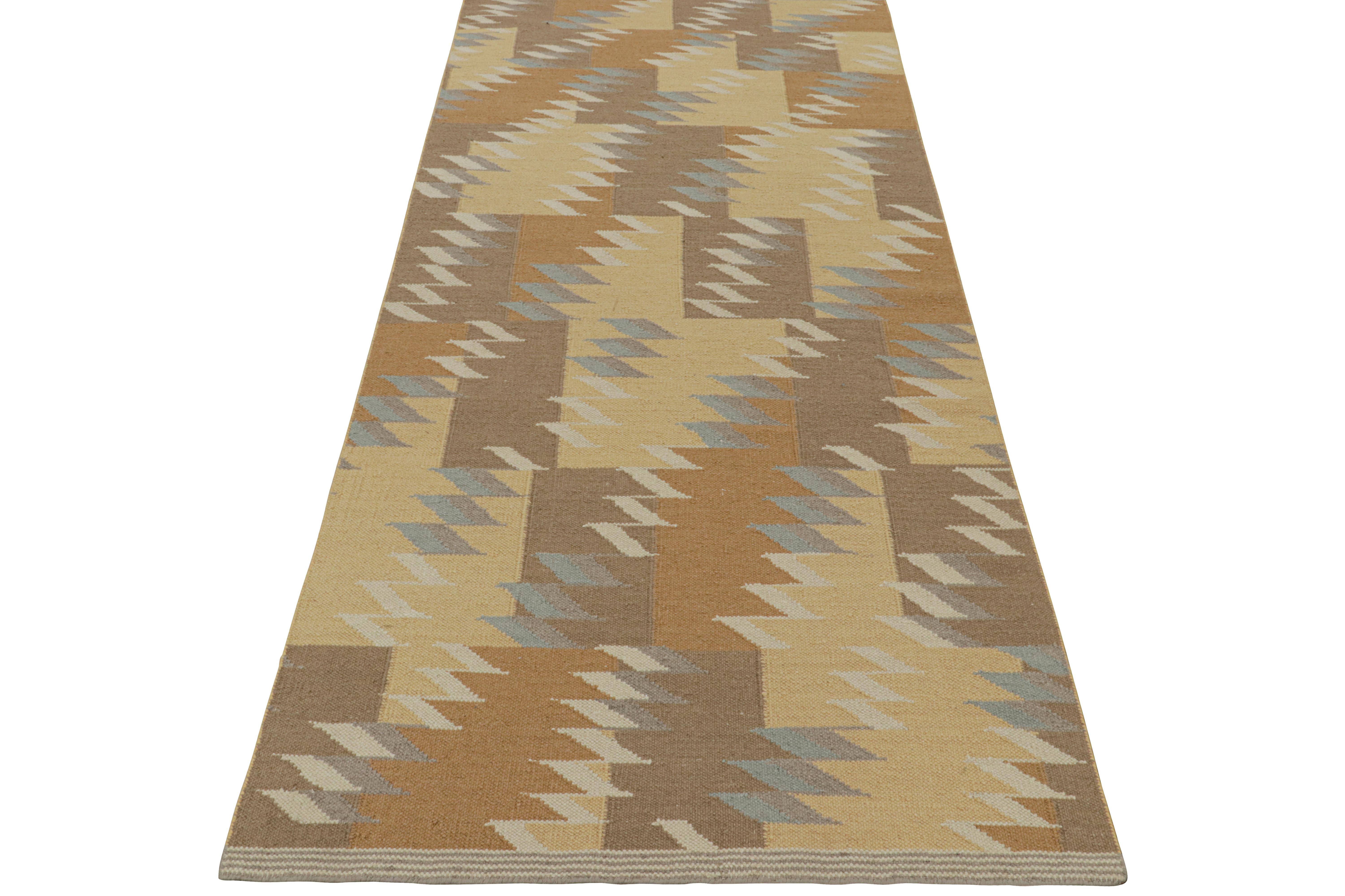 Modern Rug & Kilim’s Scandinavian Style Custom Kilim Rug Design with Geometric Pattern For Sale