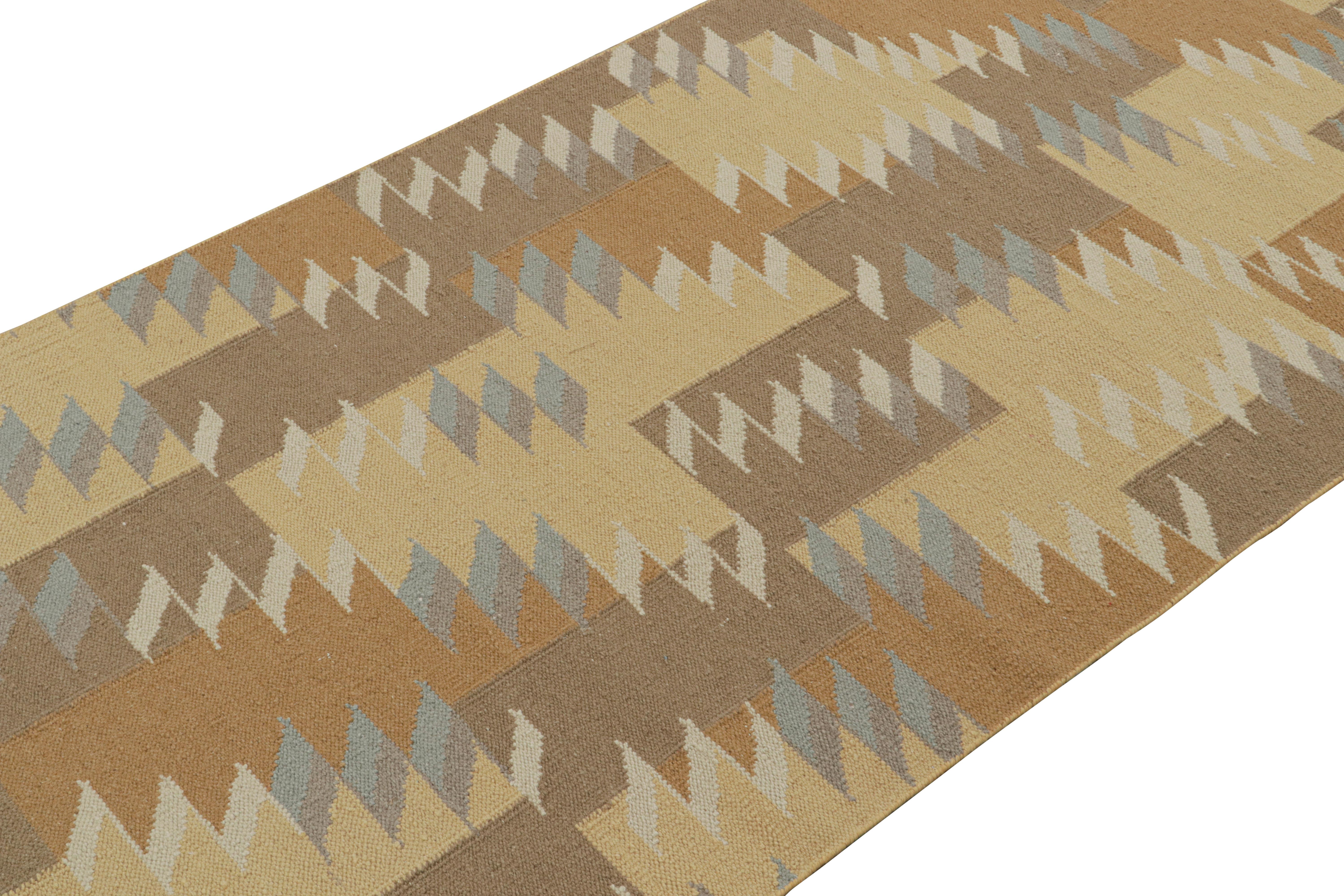 Indian Rug & Kilim’s Scandinavian Style Custom Kilim Rug Design with Geometric Pattern For Sale