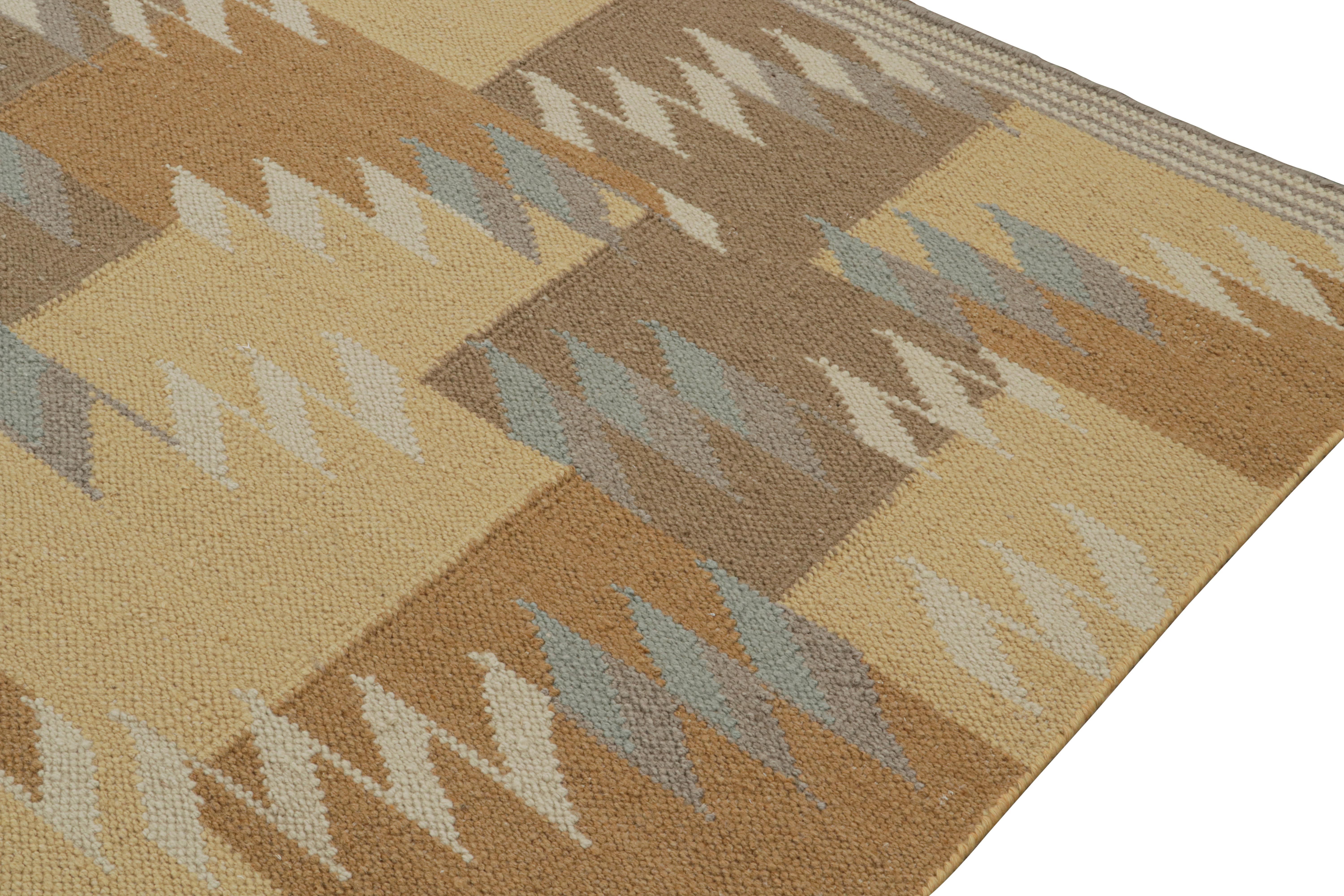 Hand-Woven Rug & Kilim’s Scandinavian Style Custom Kilim Rug Design with Geometric Pattern For Sale