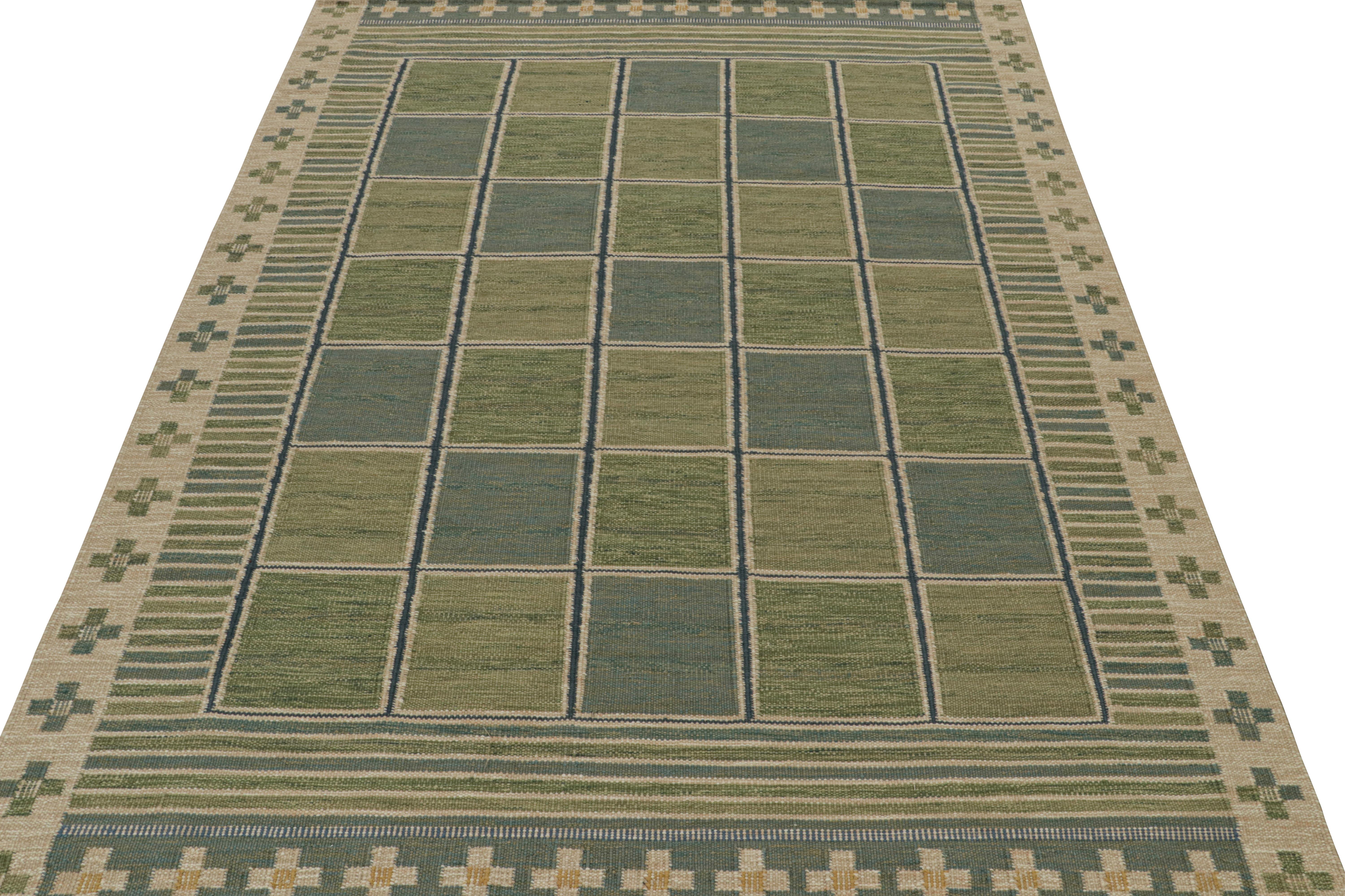 Modern Rug & Kilim’s Scandinavian Style Custom Kilim Rug Design with Geometric Patterns For Sale