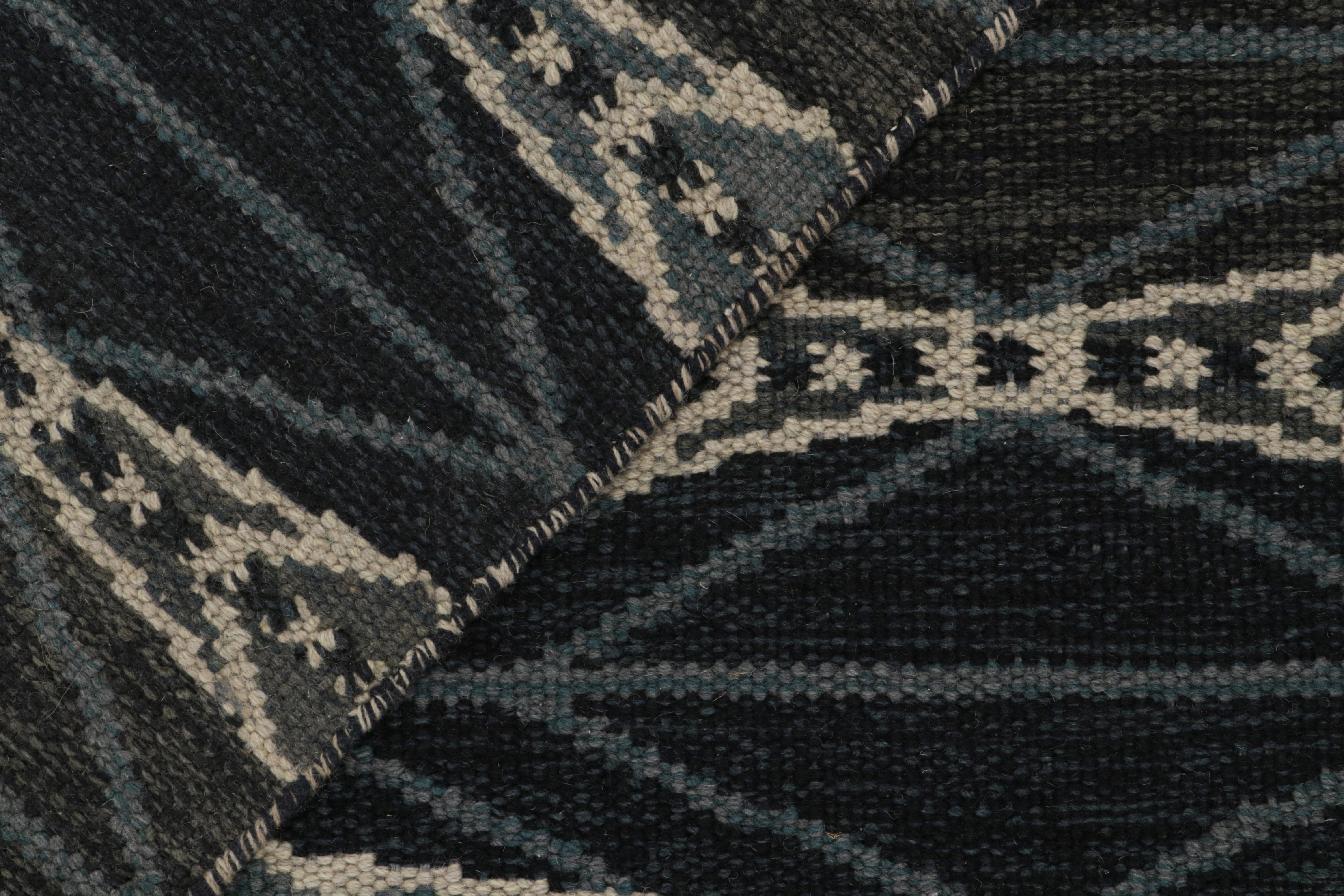 Contemporary Rug & Kilim’s Scandinavian Style Custom Kilim Rug Design with Geometric Patterns For Sale