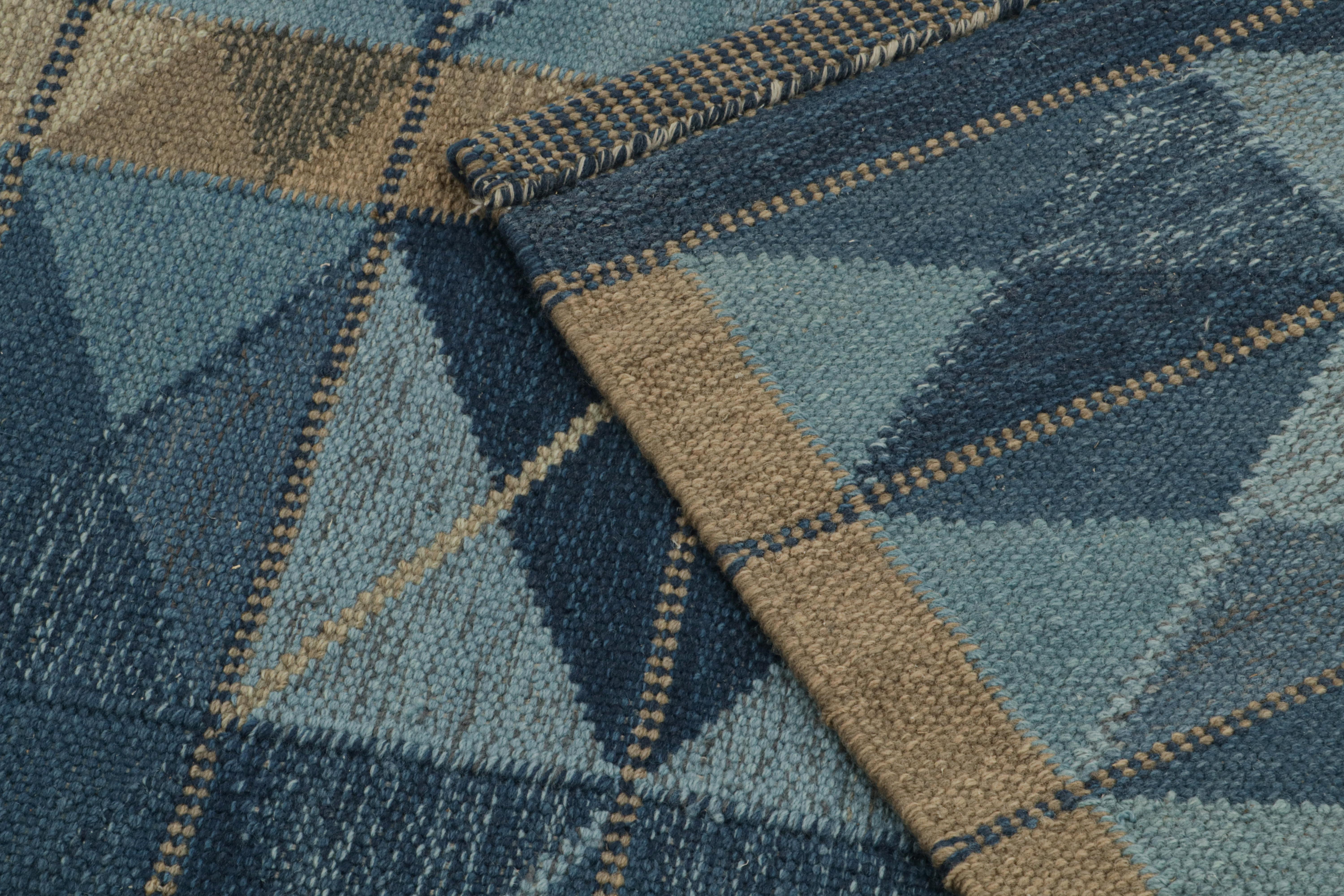 Contemporary Rug & Kilim’s Scandinavian Style Custom Kilim Rug Design with Geometric Patterns For Sale