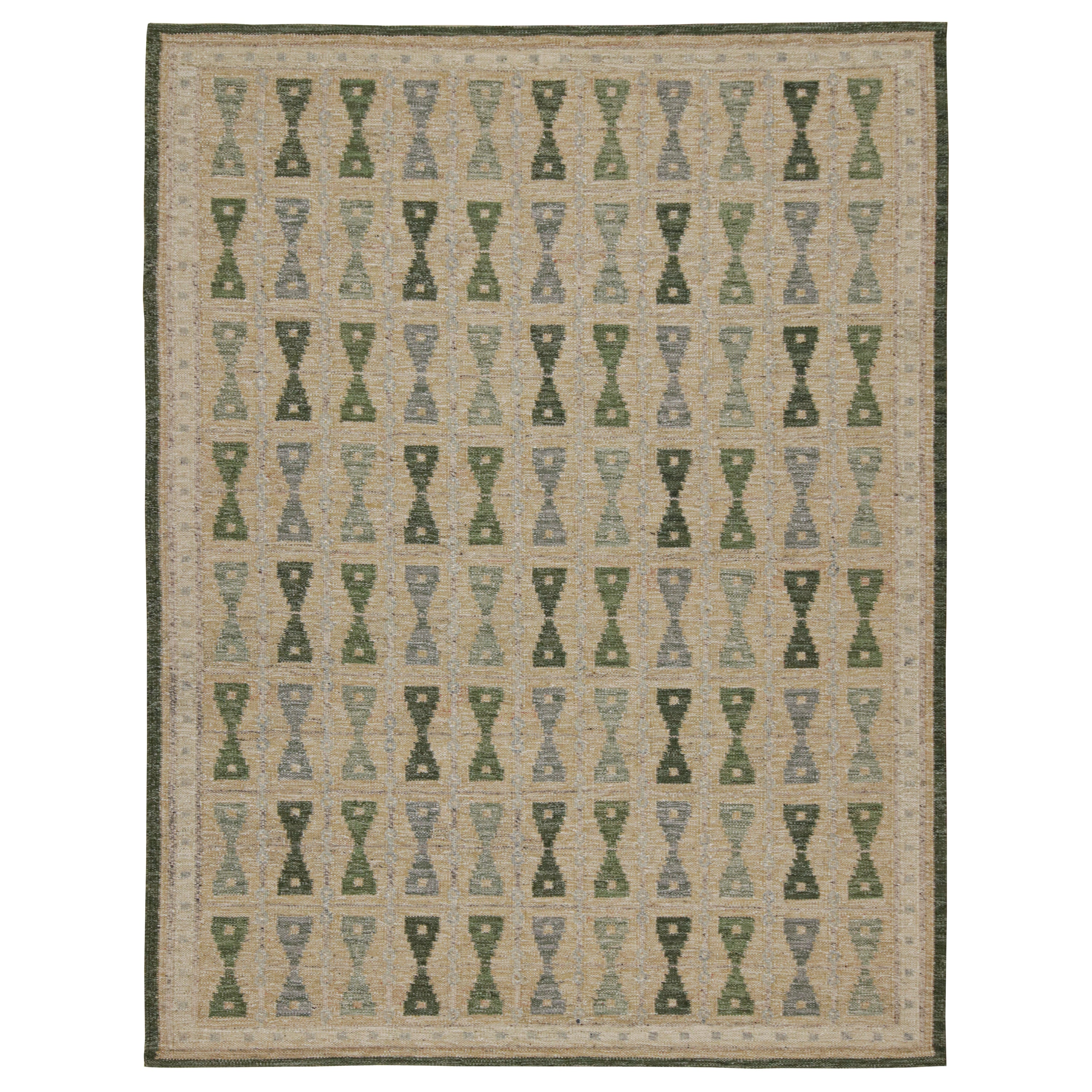 Rug & Kilim’s Scandinavian Style Custom Kilim Rug Design with Hourglass Patterns For Sale