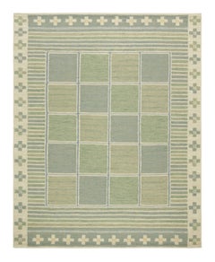 Rug & Kilim - Tappeto Kilim personalizzato in stile scandinavo, verde con motivi geometrici