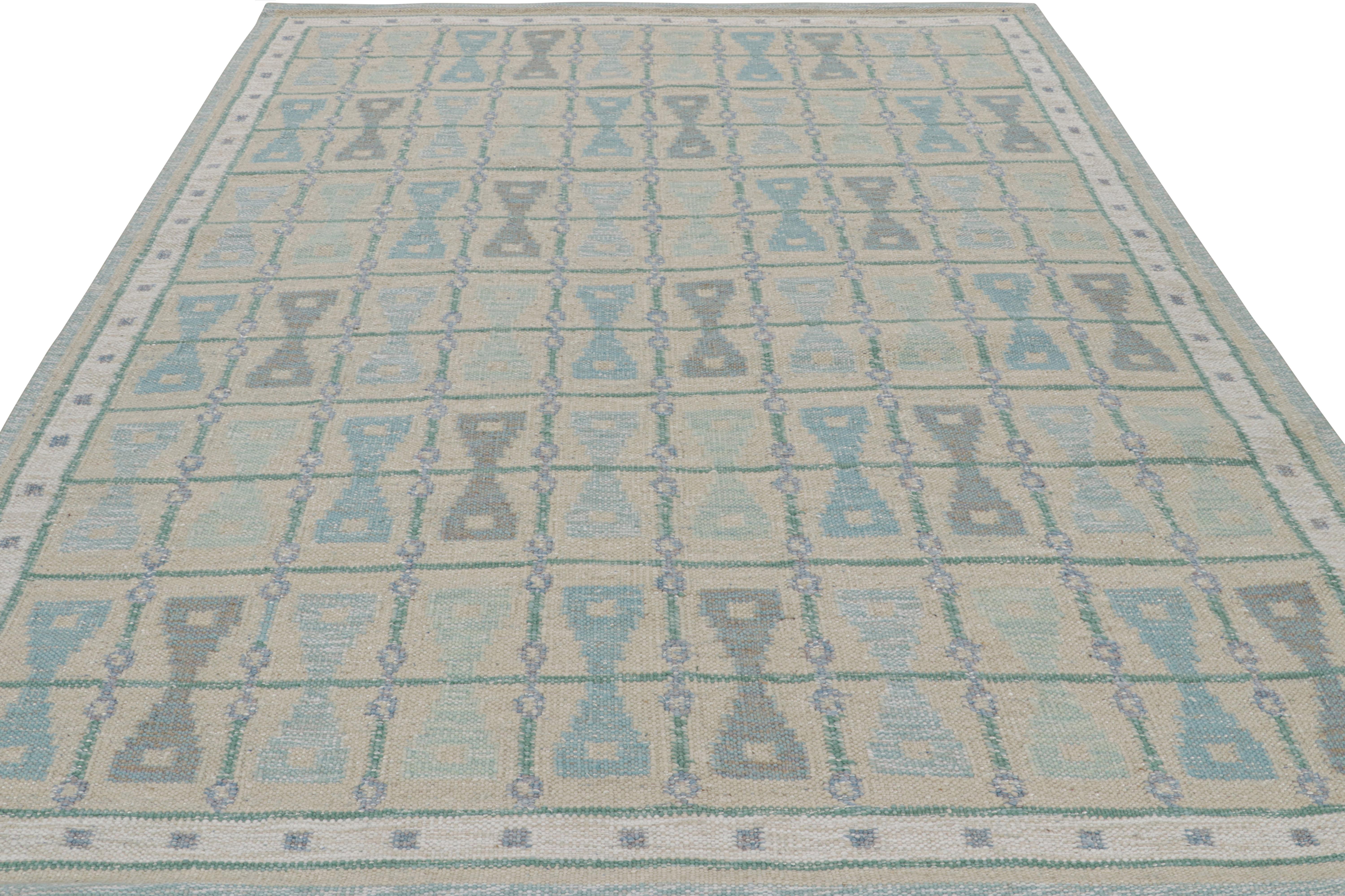 Modern Rug & Kilim’s Scandinavian Style Custom rug with Hourglass Geometric Patterns For Sale
