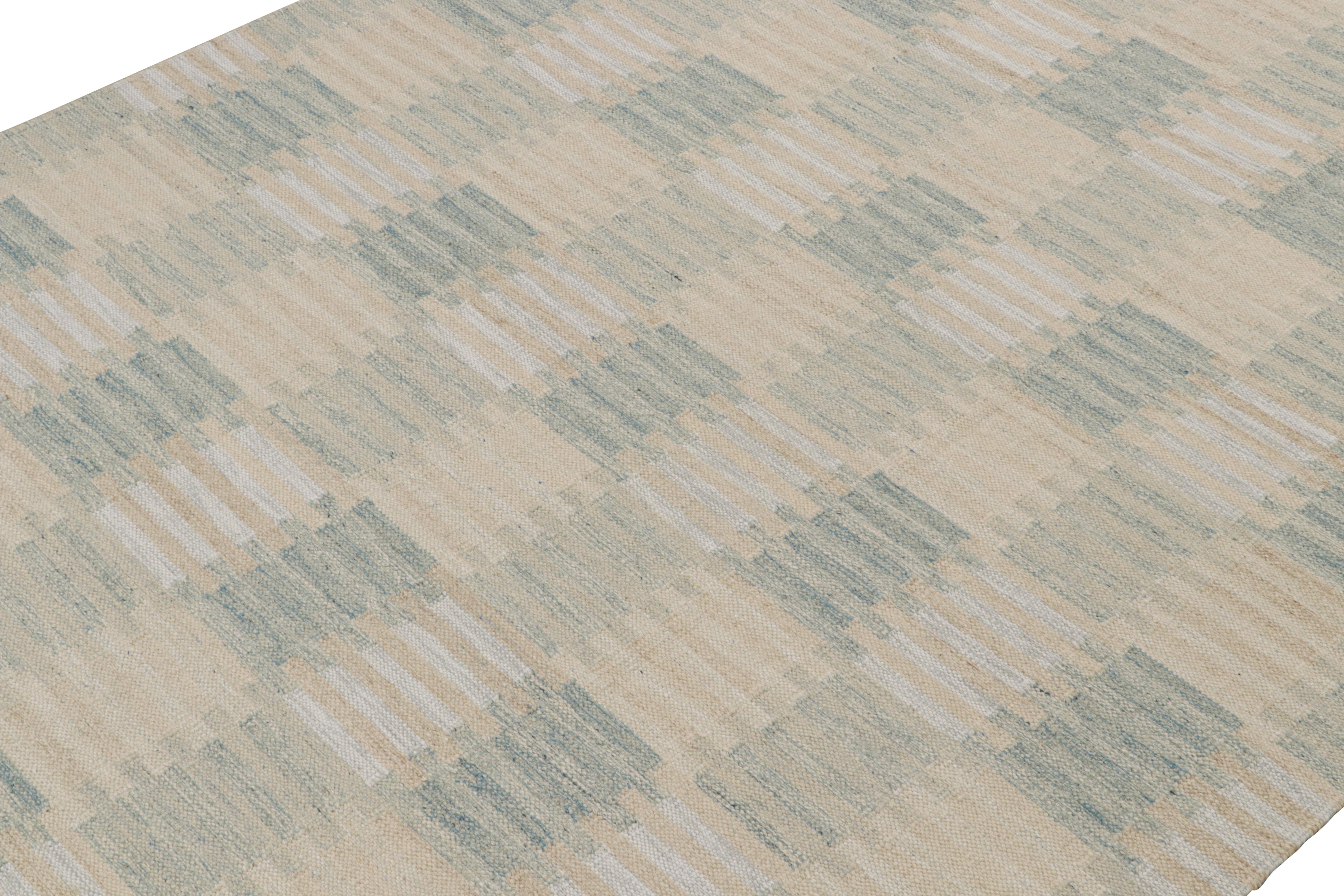 Alfombra Kilim a medida de estilo escandinavo de Rug & Kilim con motivos azules y beige Indio en venta