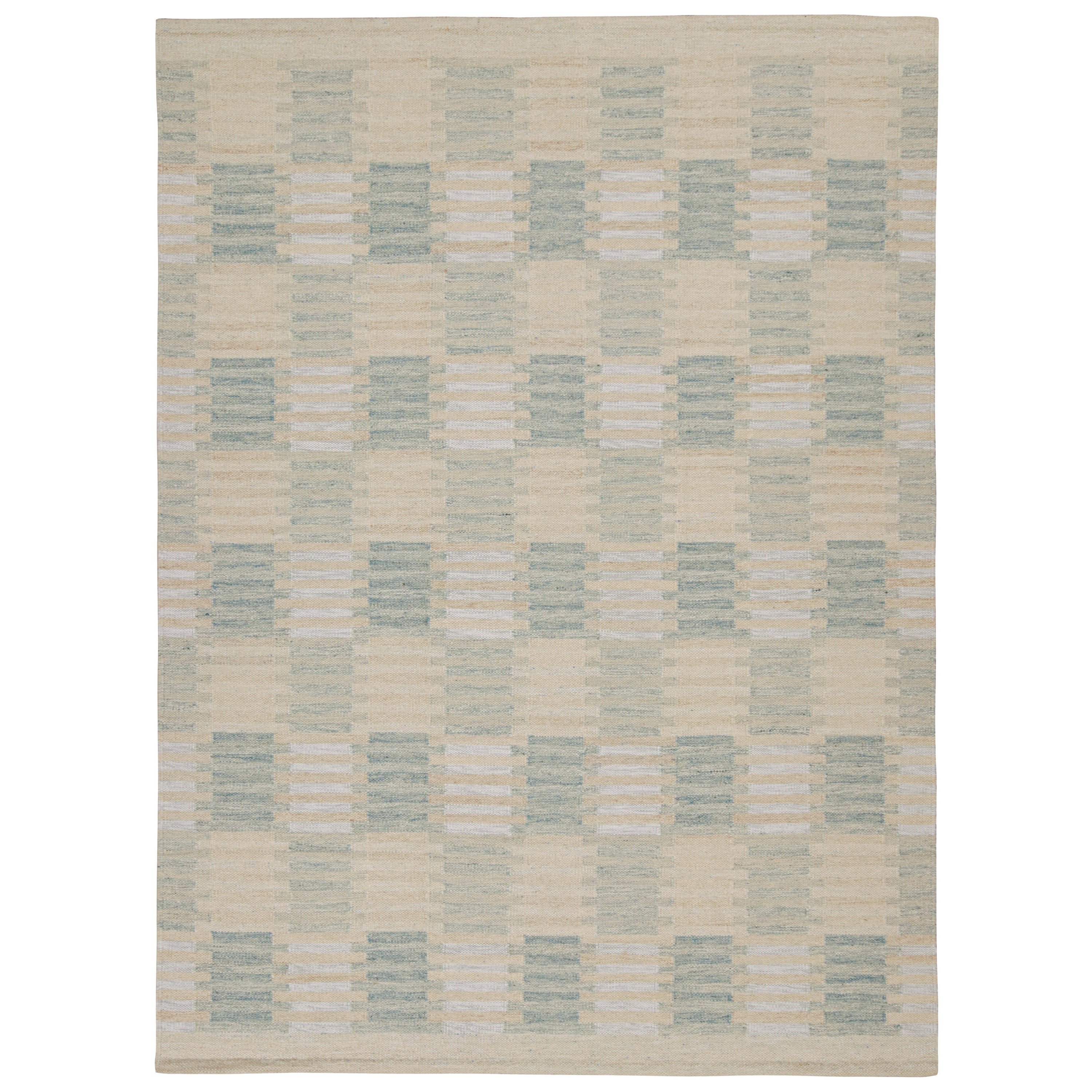 Tappeto Rug & Kilim in stile scandinavo personalizzato con motivi blu e beige