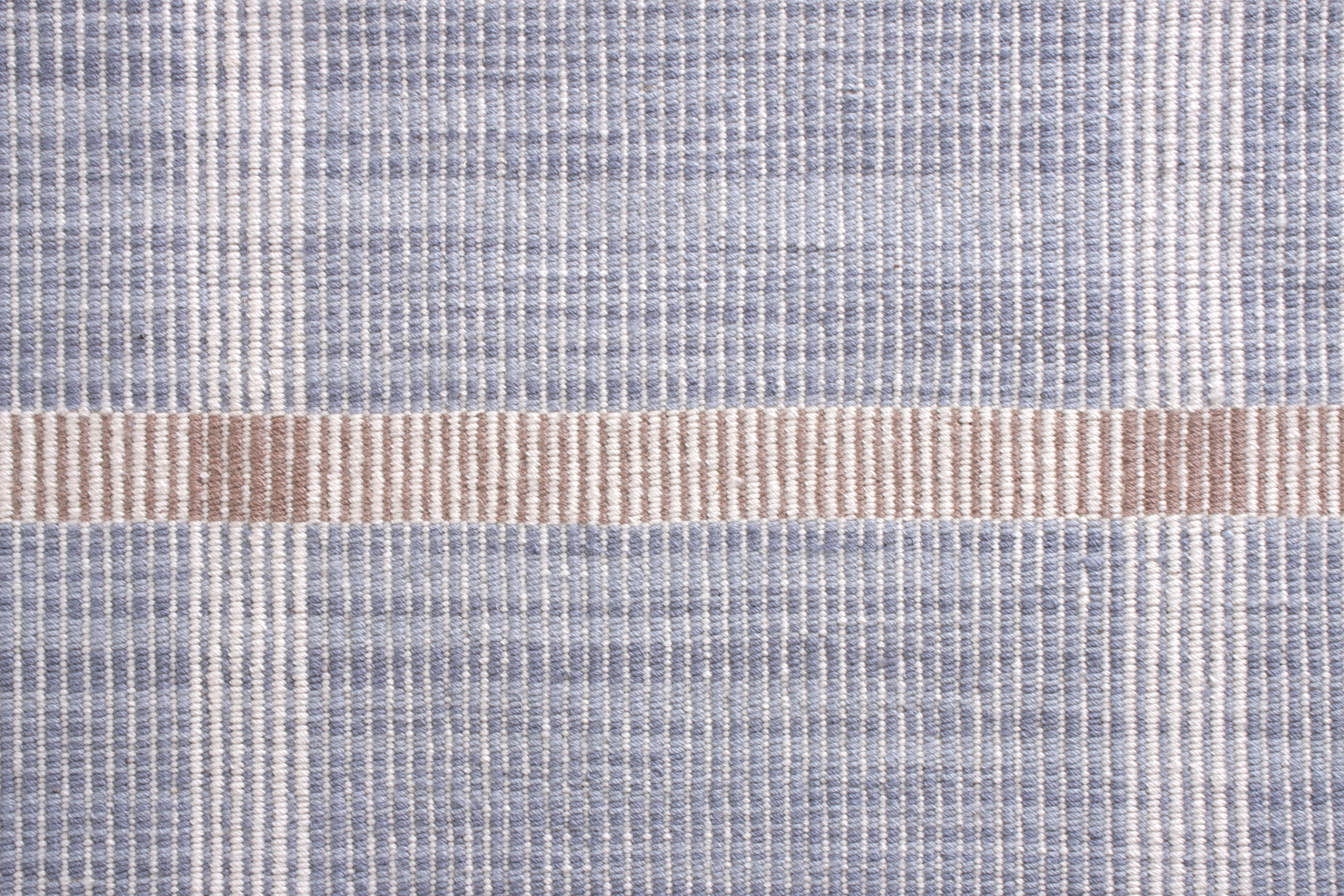 Indian Rug & Kilim’s Scandinavian Style Custom Kilim Rug in Blue Geometric Pattern For Sale