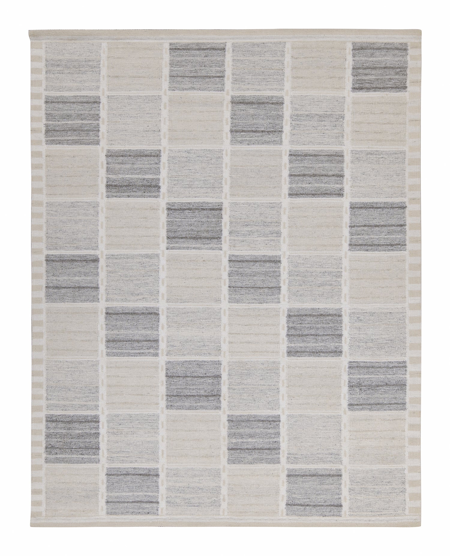 Maßgefertigter Kilim-Teppich im skandinavischen Stil mit geometrischem Muster in Greige von Rug & Kilim im Angebot