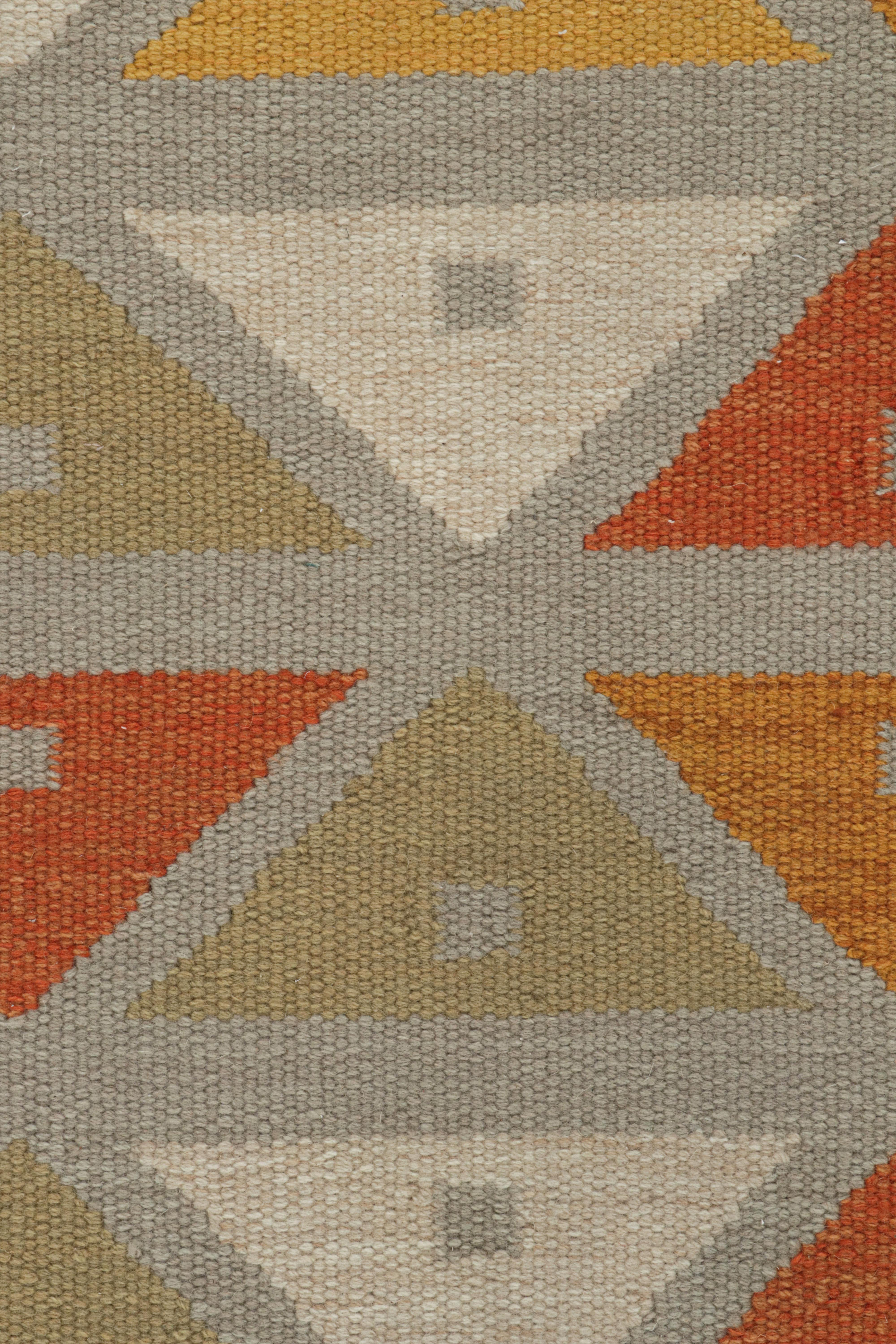 Rug & Kilim’s Scandinavian Style Custom Kilim rug in Grey & Orange Patterns In New Condition For Sale In Long Island City, NY