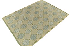 Rug & Kilim's Scandinavian Style Custom Kilim Rugs in Blue, Green Trellises