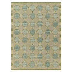 Rug & Kilim's Scandinavian Style Custom Kilim Rugs in Blue, Green Trellises