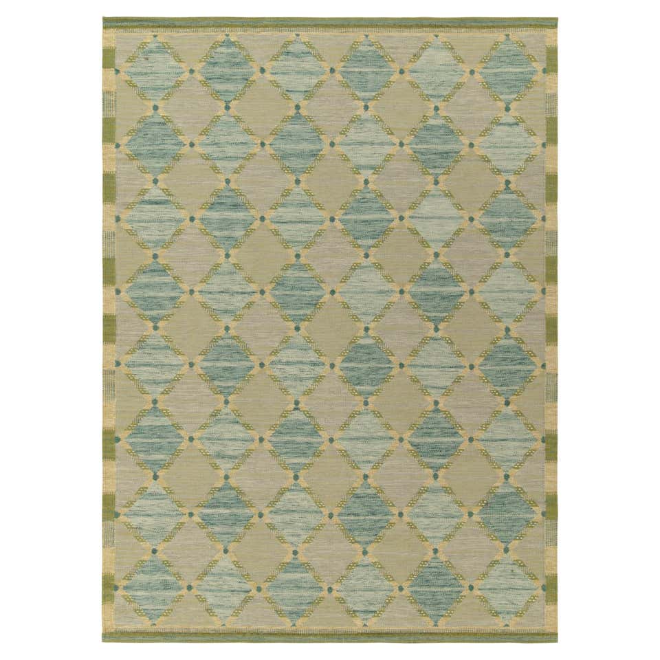 Rug and Kilim's Scandinavian Style Custom Kilim Rugs in Blue, Green ...