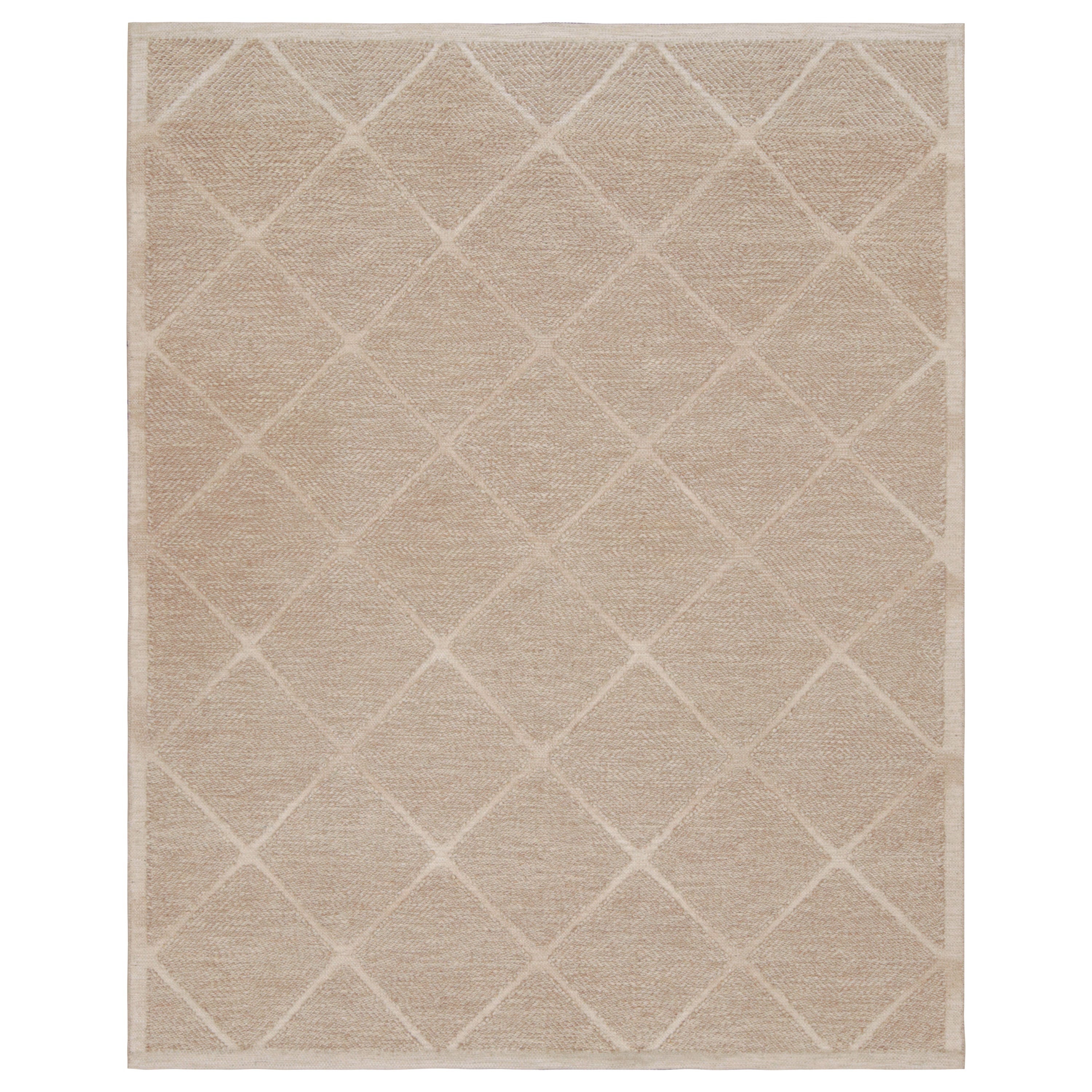Rug & Kilim's Scandinavian style custom Kilim with Beige Geometric Patterns (Kilim personnalisé de style scandinave avec des motifs géométriques beiges)