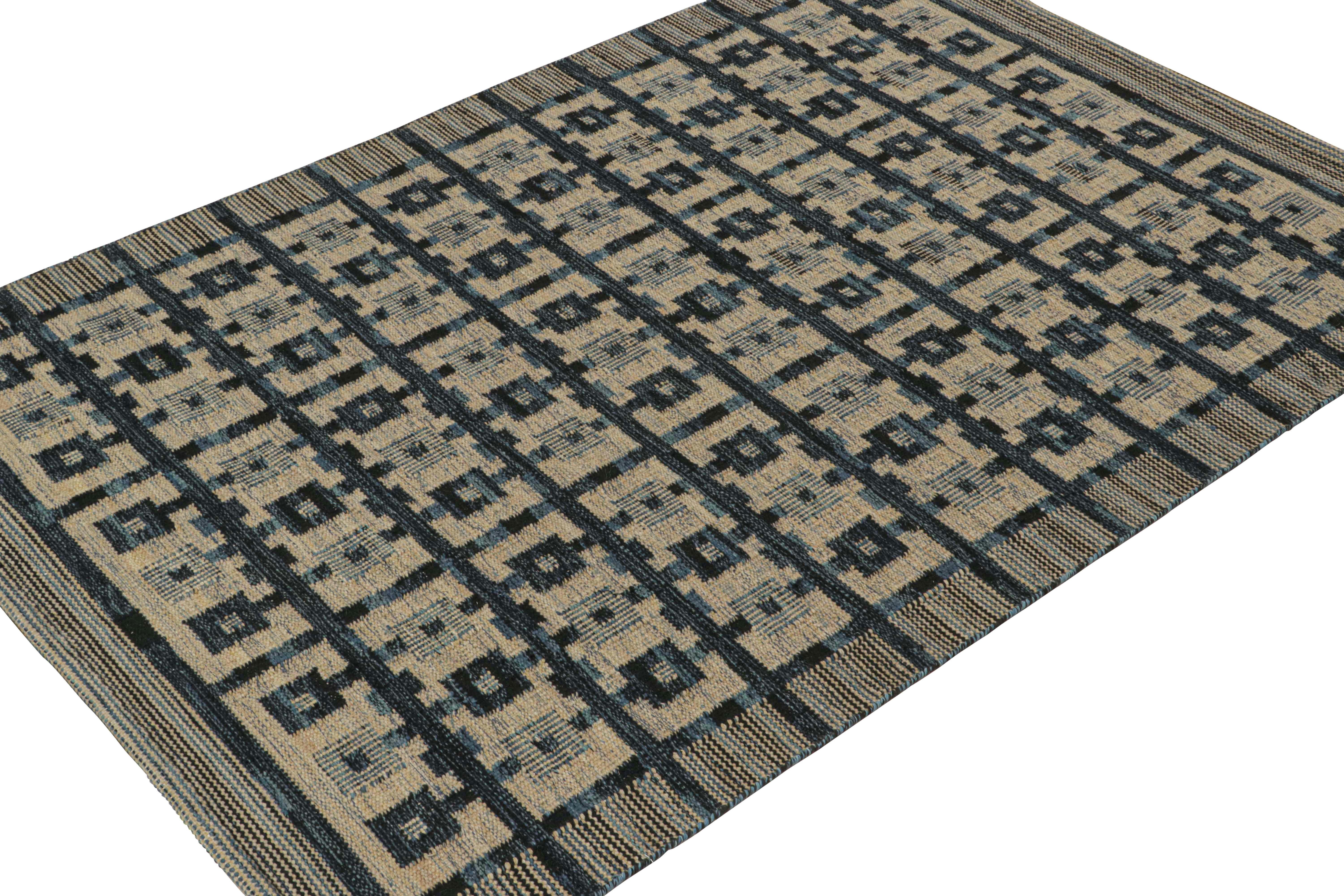 Modern Rug & Kilim’s Scandinavian Style Custom Kilim with Geometric Pattern For Sale