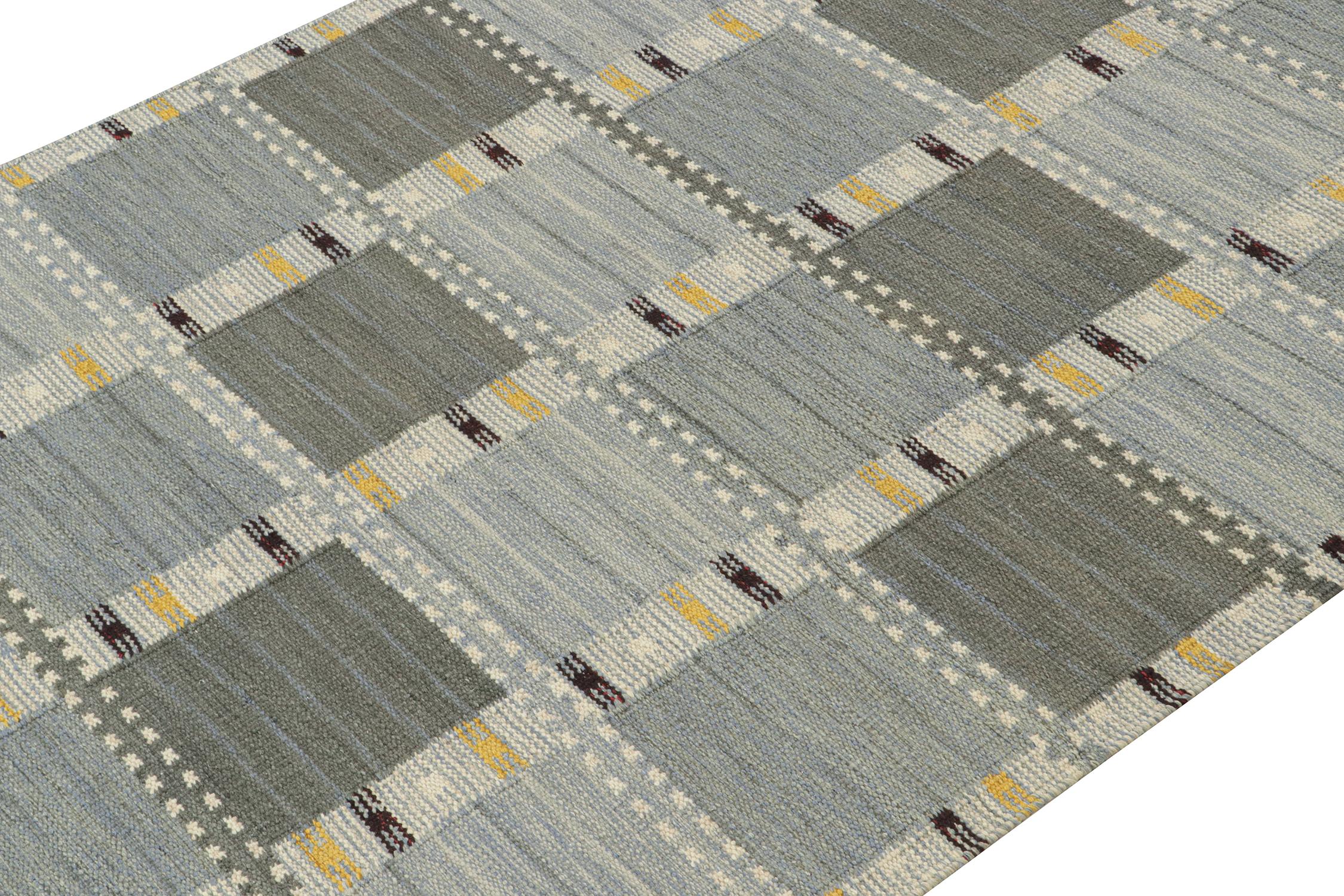 Indian Rug & Kilim’s Scandinavian Style Custom Kilim with Geometric Pattern For Sale