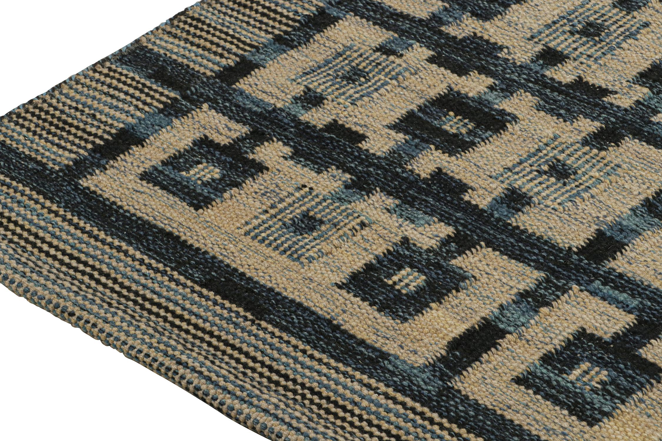 Hand-Knotted Rug & Kilim’s Scandinavian Style Custom Kilim with Geometric Pattern For Sale