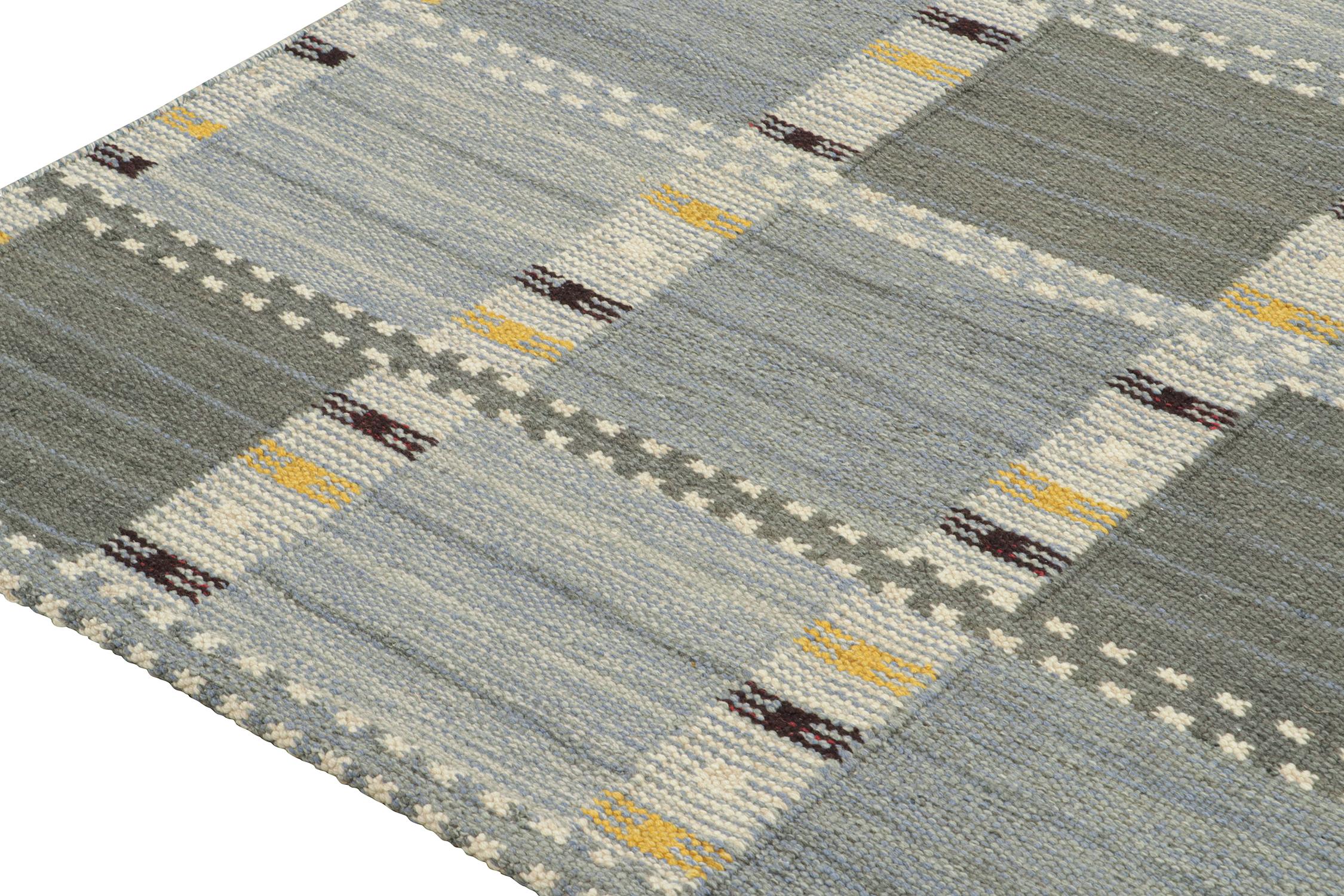 Hand-Knotted Rug & Kilim’s Scandinavian Style Custom Kilim with Geometric Pattern For Sale