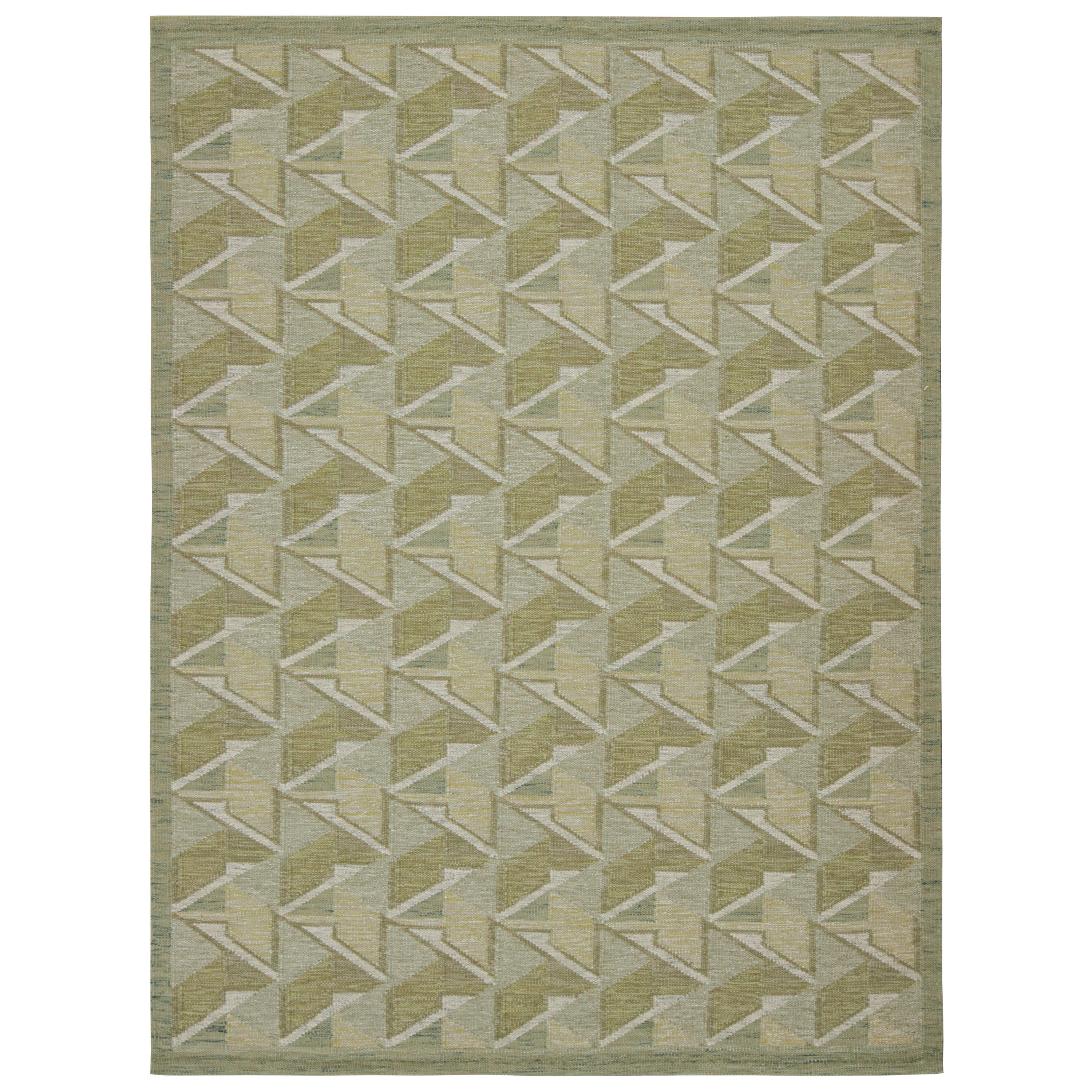 Rug & Kilim's Scandinavian Style Custom Kilim mit Mustern in Grüntönen