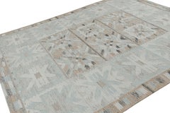 Tapis d'extérieur personnalisé de style scandinave à motif géométrique bleu de Rug & Kilim