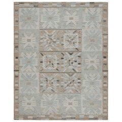 Alfombra de exterior personalizada de estilo escandinavo de Rug & Kilim con dibujo geométrico azul