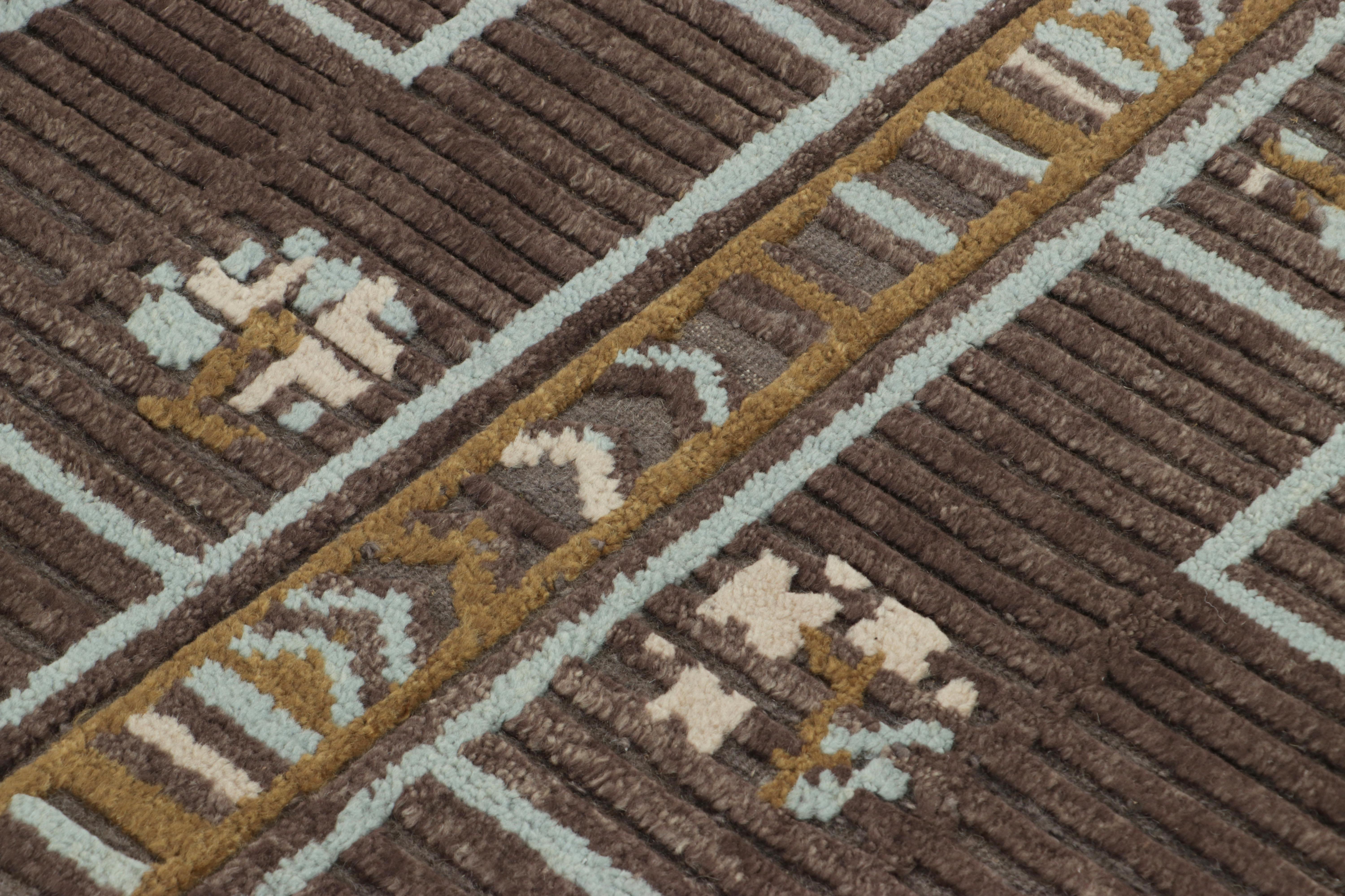 Dieser aus handgeknüpfter Wolle gefertigte 4x18-Teppich ist eine aufregende neue Ergänzung der skandinavischen Teppichkollektion von Rug & Kilim - eine zeitgenössische Neuinterpretation des schwedischen Minimalismus und der Vintage-Teppiche und