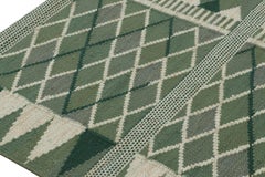 Rug & Kilim’s Scandinavian Style Custom Rug Design, Green with Geometric Pattern