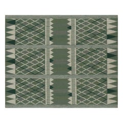 Rug & Kilim’s Scandinavian Style Custom Rug Design, Green with Geometric Pattern