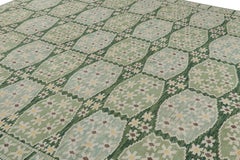 Rug & Kilim's Scandinavian Style Custom Rug Design in Green with Medallions