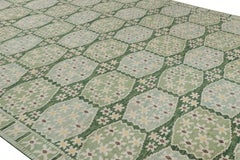Rug & Kilim's Scandinavian Style Custom Rug Design in Green with Medallions