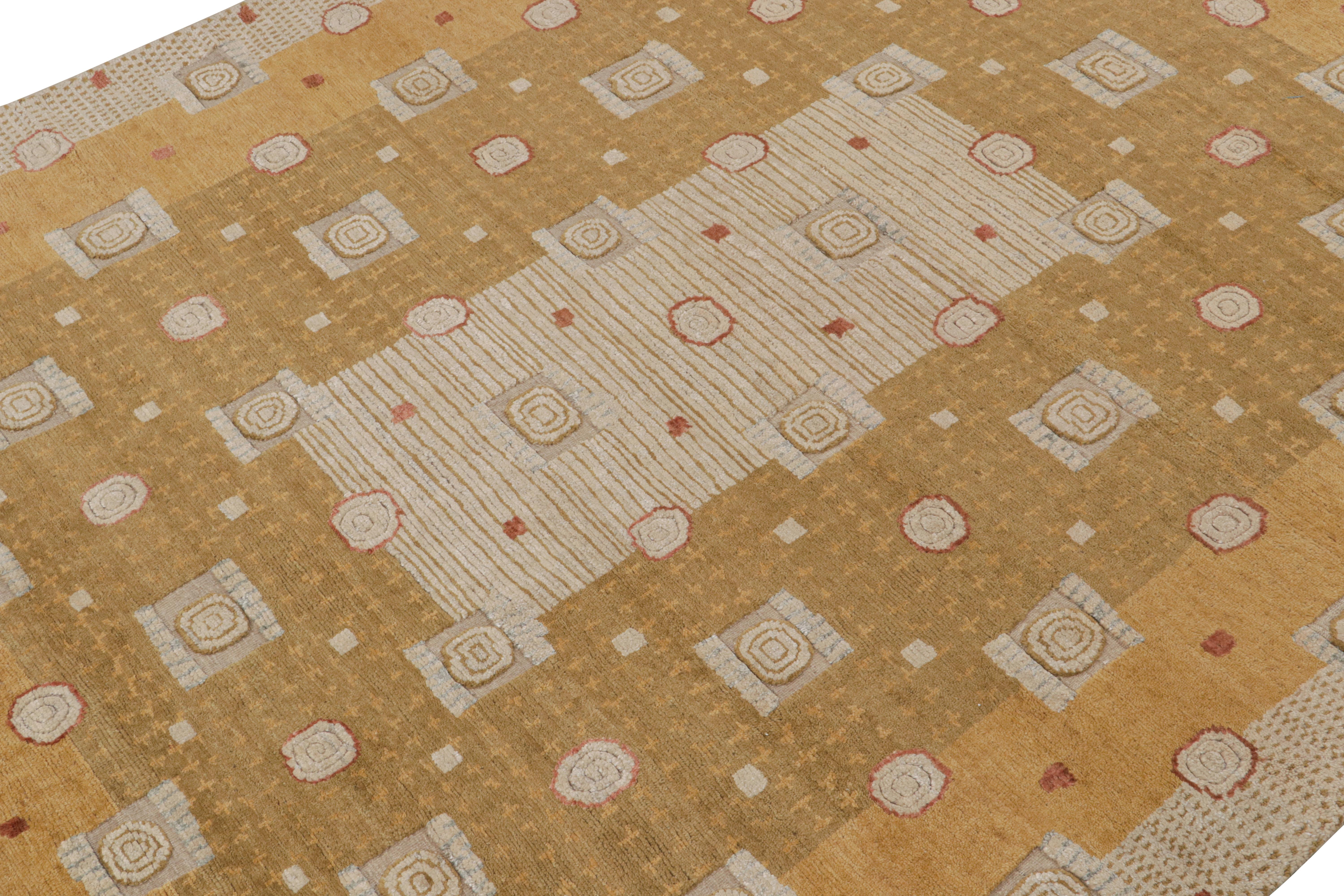 Rug & Kilim's skandinavisches Teppichdesign mit geometrischem Muster (Indisch) im Angebot
