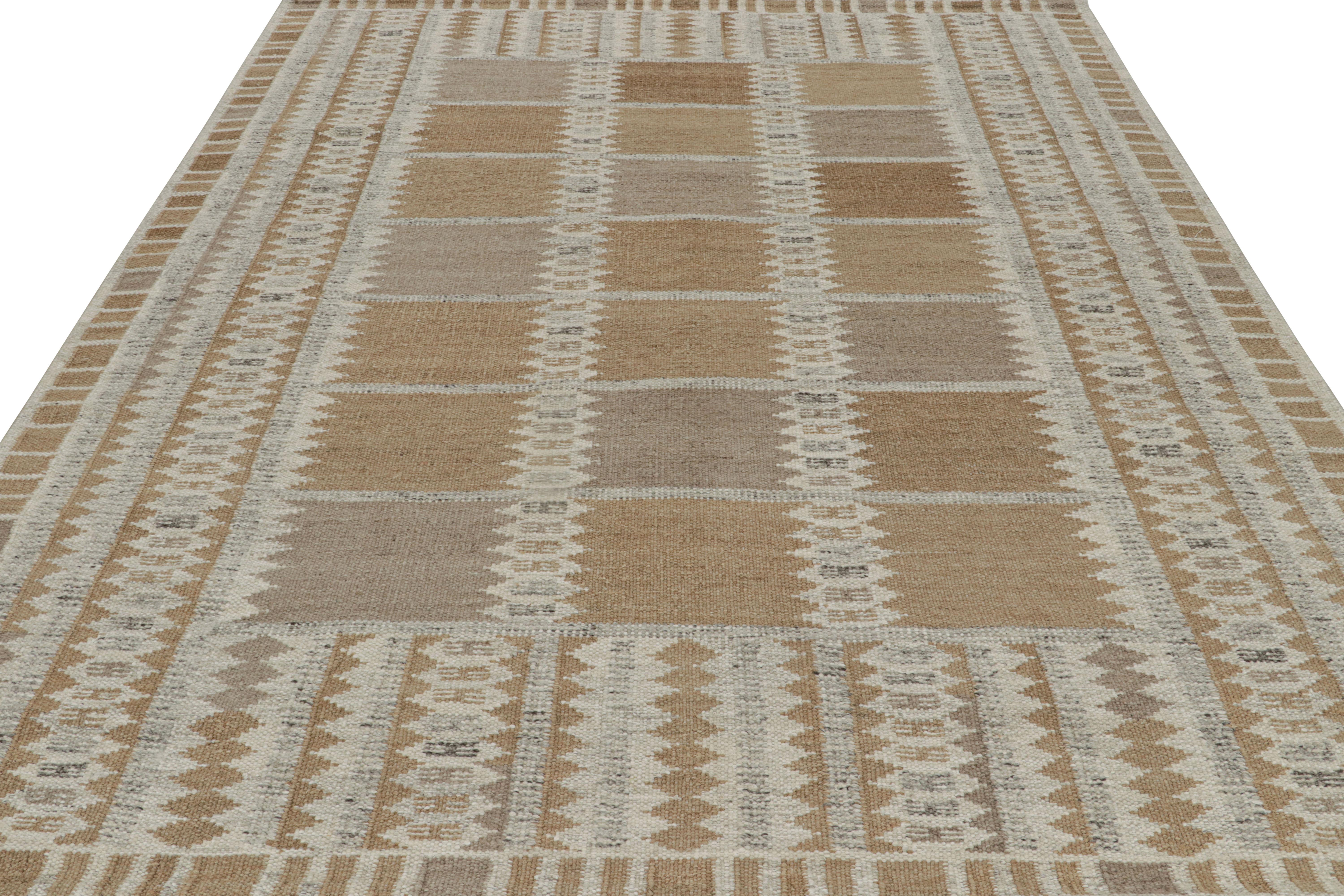 Scandinavian Modern Rug & Kilim’s Scandinavian Style Custom Rug Design with Geometric Patterns For Sale