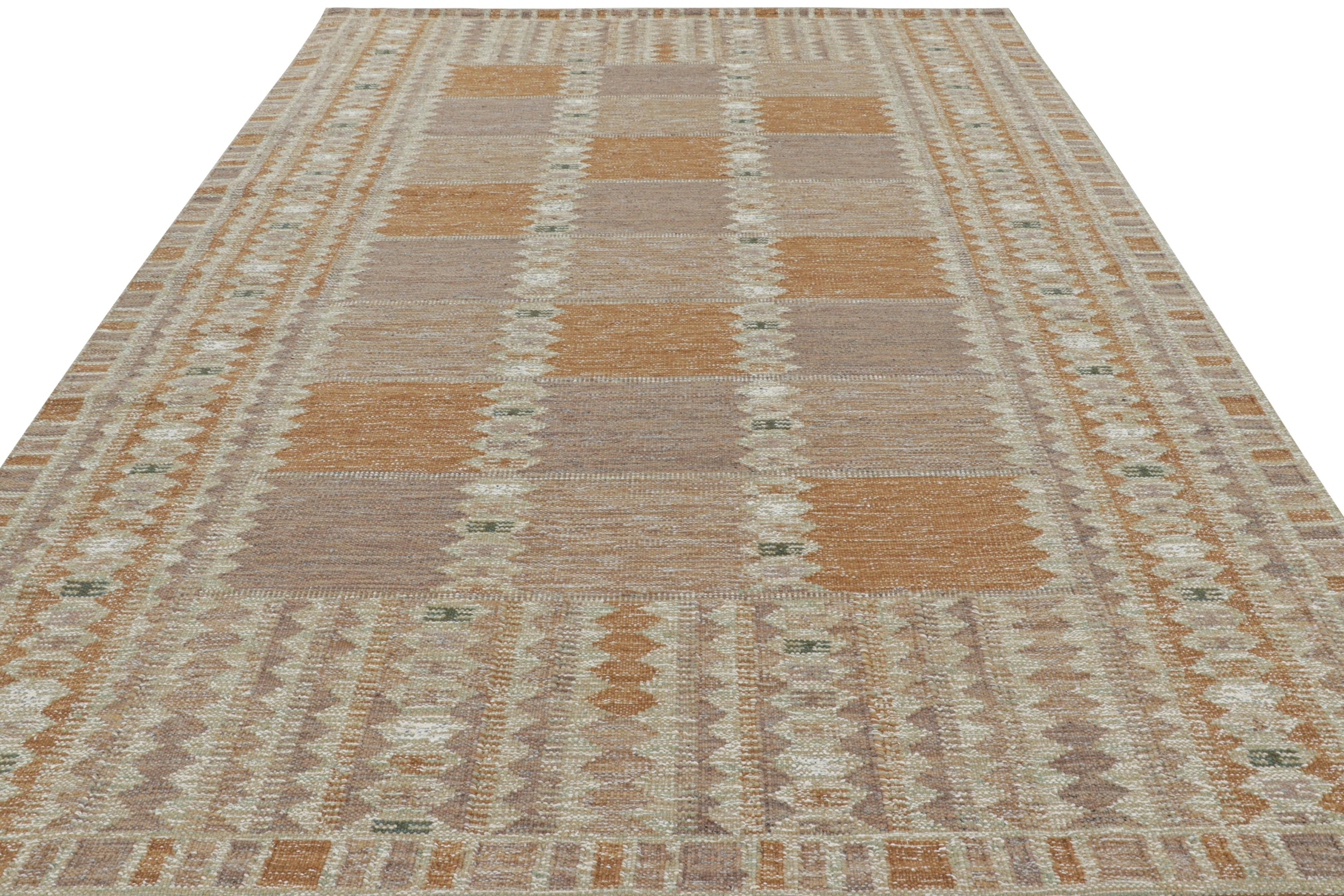 Indian Rug & Kilim’s Scandinavian Style Custom Rug Design with Geometric Patterns For Sale