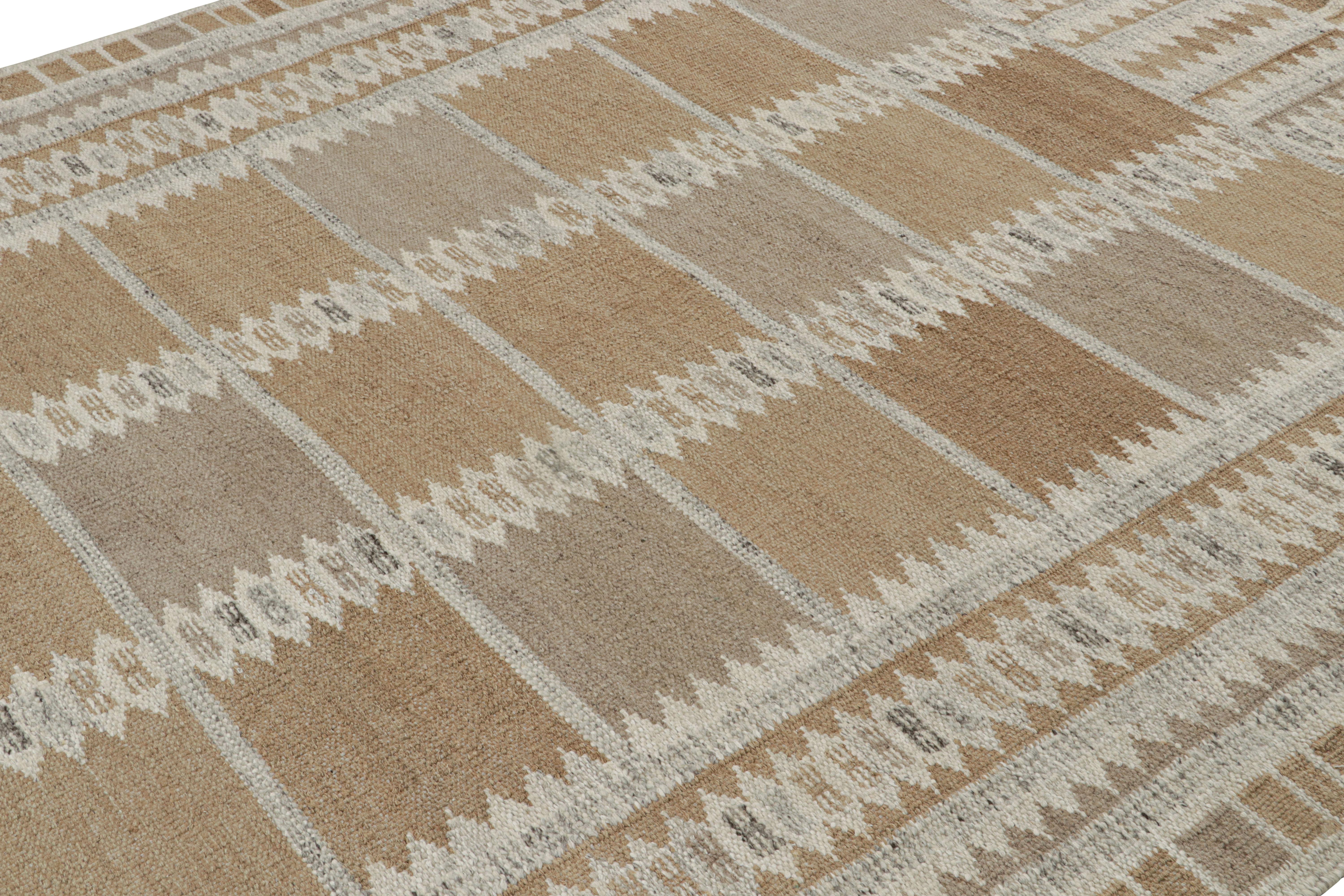 Indian Rug & Kilim’s Scandinavian Style Custom Rug Design with Geometric Patterns For Sale