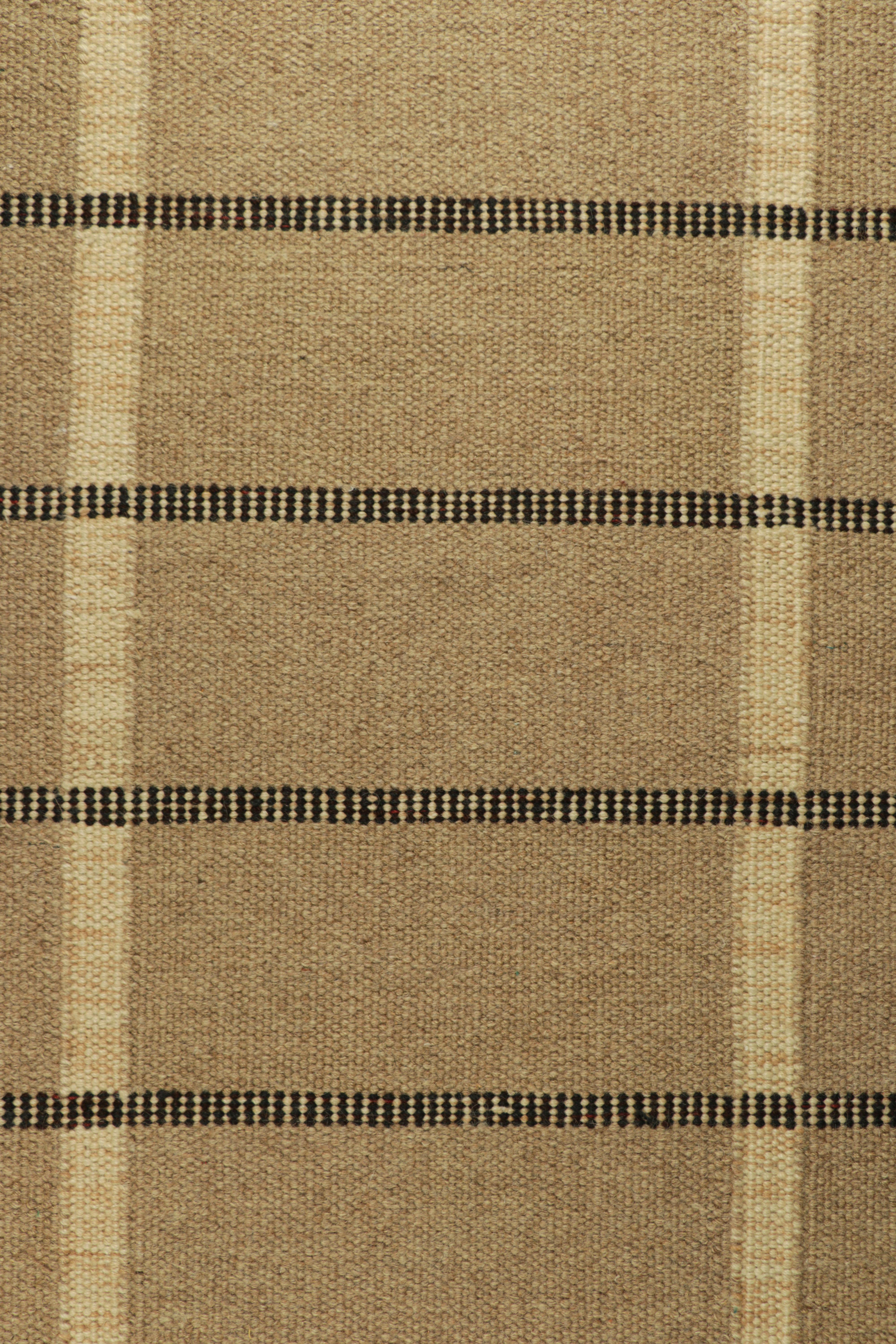 Tappeto personalizzato in stile scandinavo di Rug & Kilim in beige-marrone con strisce In condizioni Nuovo in vendita a Long Island City, NY