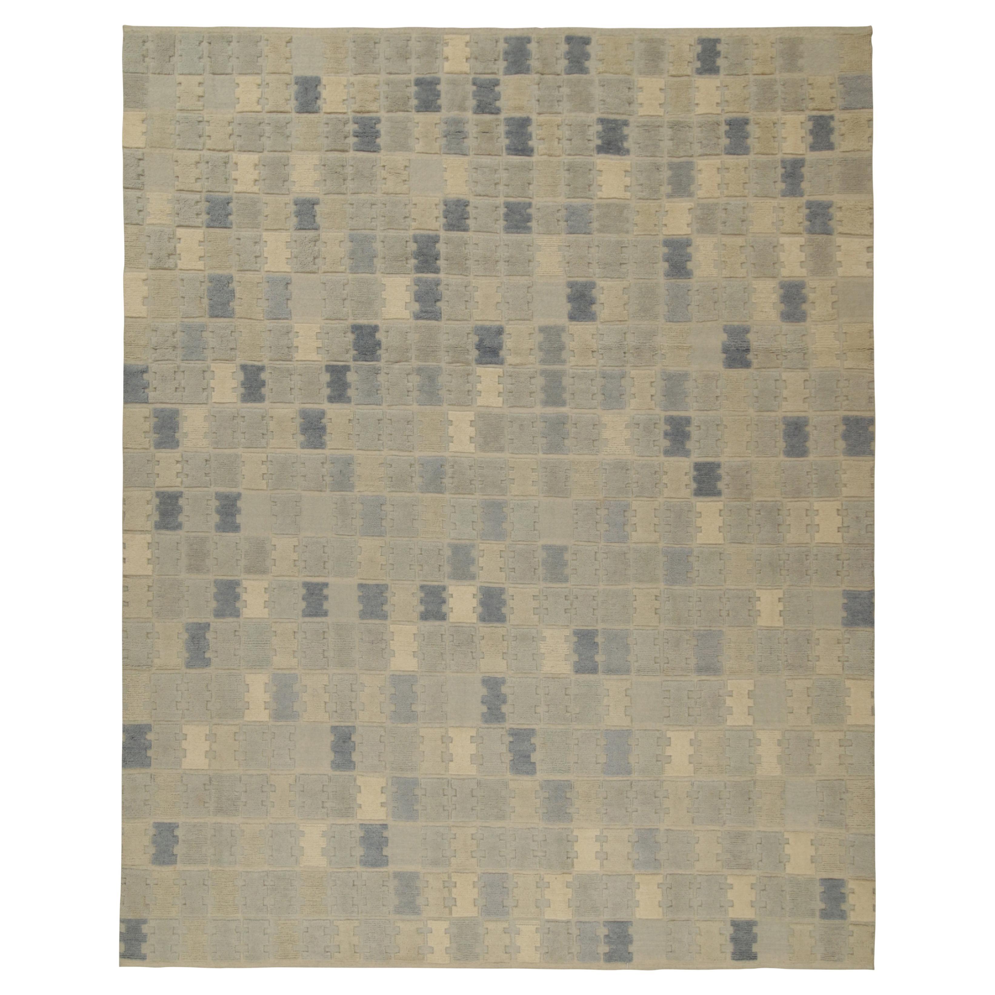 Tappeto personalizzato in stile scandinavo di Rug & Kilim con motivo geometrico blu e grigio